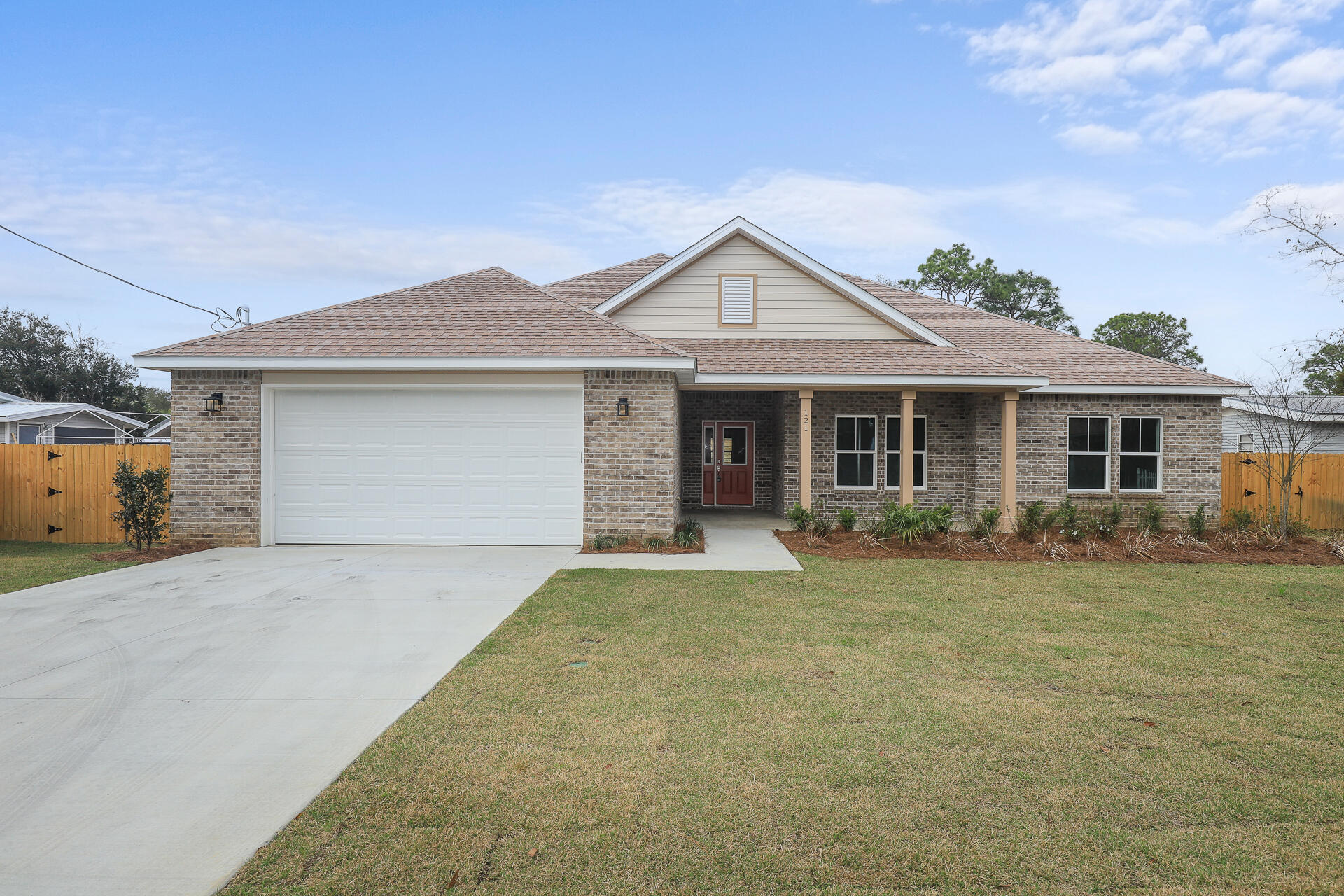 Price reduced on this SPACIOUS NEW CONSTRUCTION CUSTOM HOME. 4 bedroom 3 full bath  SINGLE STORY/2 CAR GARAGE, NO HOA with room in  LARGE YARD for a boat/ RV, etc...  Large kitchen,living room, and dining room look out to covered back porch.. Master bedroom is  on one side of house and 3 bedrooms on other.  Master bathroom walk in shower with bench, double sinks, and 9ft x 7.5ft walk-in- closet. Laundry room leads to garage & has plenty  counter space with and sink and cabinets. The fenced in back yard provides a side yard with room to keep a boat... lots of back yard space with a 10 ft fence on the back side for privacy. Centrally located in Santa Rosa Beach being 5-15 minute drive to shopping, restaurants, and beach.