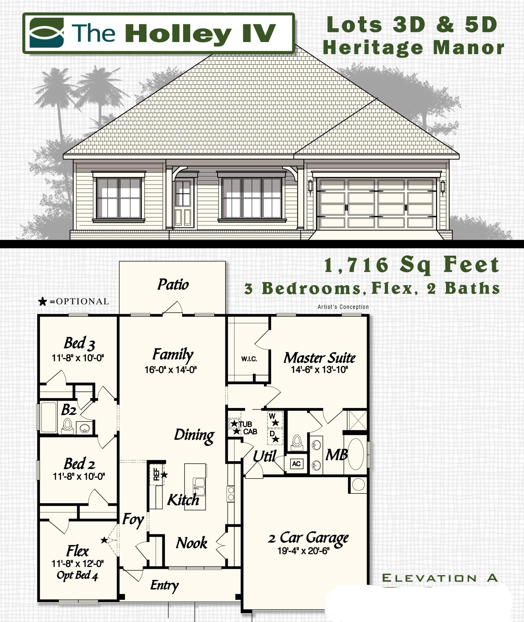 GREAT LOCATION on SOUTH SIDE of Crestview! Only a few Miles to 7th Special Forces and Duke Field and a short commute to Eglin AFB! Come see the Holley IV floor plan with 3 bedrooms, 2 baths, a flex room and 2 car garage on a LEVEL LOT! The cook of the family will love the kitchen with high quality cabinets, gorgeous granite countertops, and stainless steel appliances that including glass cook top range, over the range microwave and a dishwasher! Master suite has a huge walk in closet! Great storage space built in to the house. Large flex room can be used as an office or play room for the kids. Floor coverings include tile, carpet and laminate. Construction by a multiple award winning VA APPROVED BUILDER and backed by a 2-10 Builder's Warranty. Estimated completion April 2018.