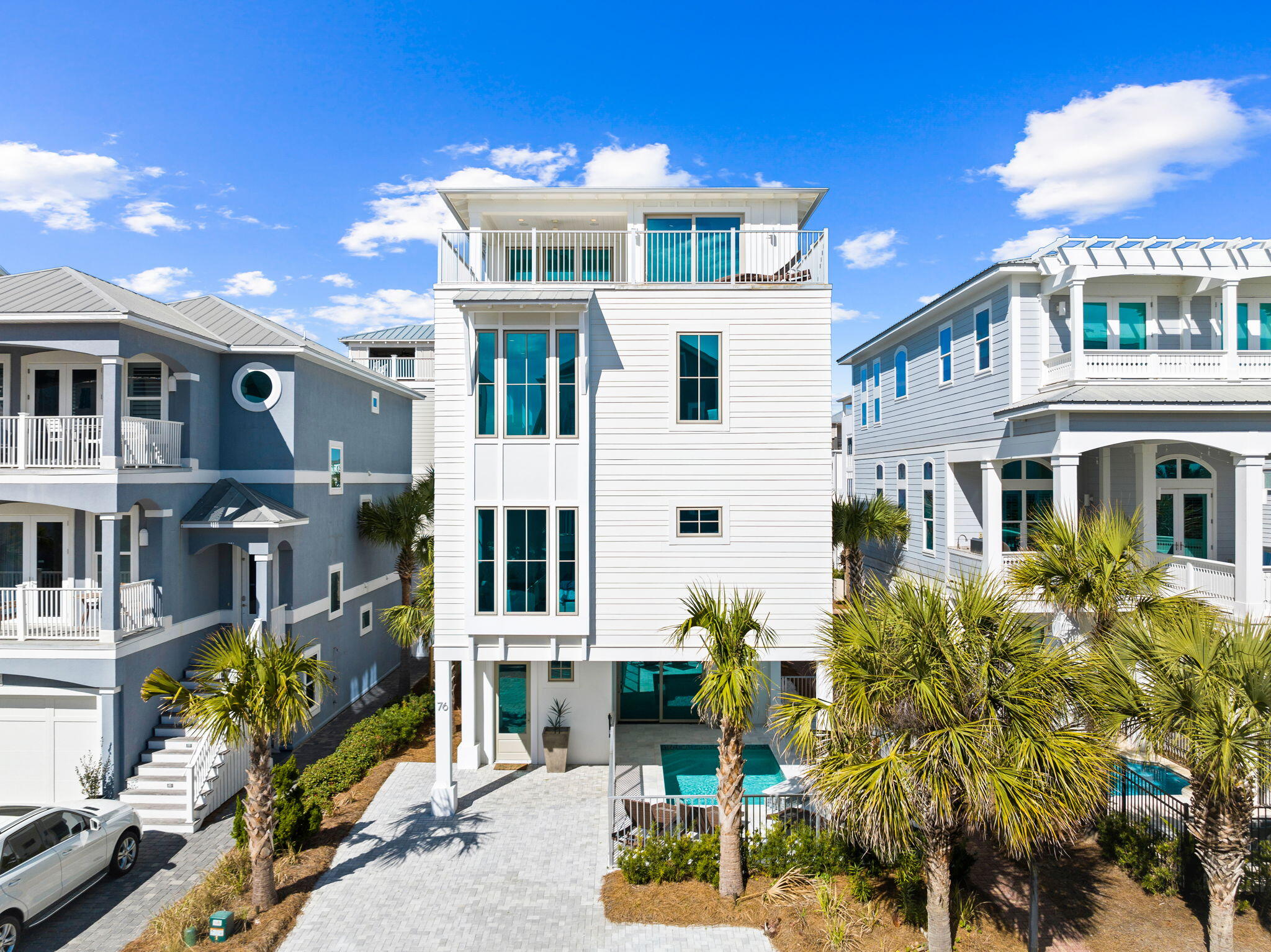 Experience beachfront luxury living in this exquisite, newly constructed home nestled along 30A, boasting unparalleled views of the Gulf of Mexico. With 4 bedrooms, a bunk room, and 6 baths, this residence offers every amenity imaginable for your comfort and enjoyment. Step inside to discover a sprawling entertainment/lounge area on the first level, complete with two bunks and a full bath, opening seamlessly to the inviting pool area. Outdoor indulgence awaits with a convenient outdoor shower and an attached garage for added convenience.

Ascending to the second level, you'll find two guest bedrooms and a primary bedroom, each meticulously designed for relaxation and tranquility. The third level is a culinary haven, featuring a well-appointed kitchen, butler's pantry, dining area, and living room, all adorned with breathtaking views of the Gulf to the southwest.

Ascend to the fourth level to discover the epitome of luxury living, with a primary bedroom boasting an attached lounge/living space, a convenient kitchenette, and a balcony overlooking the Gulf. This level also offers a covered dining table and a gas grill hookup, perfect for entertaining or unwinding while taking in the serene surroundings.

Located just one tier off the Gulf, this home offers direct access to a gated, deeded private beach, ensuring uninterrupted views and endless opportunities for seaside relaxation. Explore nearby attractions like Rosemary Beach or 30 Avenue, where charming boutiques and delectable dining options await. Embrace the convenience and luxury of beachfront living along 30A.

Please contact me for rental projections and cost to own figures.