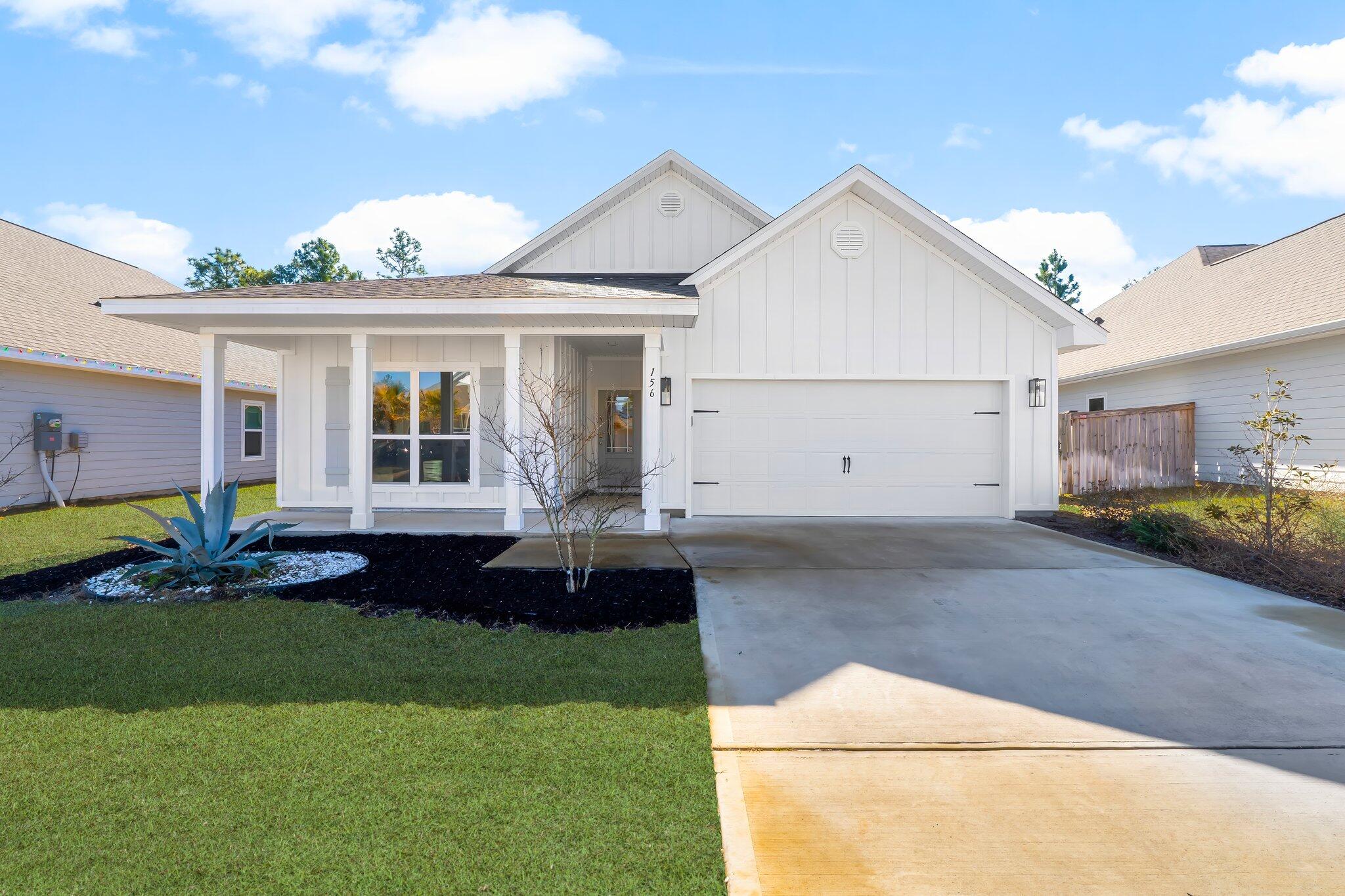 156 Emarie Grey Circle is a 4 bed, 2 bath, 2 car garage plan located in The Preserve at Paradise Cove! This home has a lengthy list of custom upgrades after construction. Starting with the large kitchen/living space with shiplap accent walls, shaker cabinetry and stainless appliances. Large master bedroom with accent wall. Master bathroom en suite includes a private water closet, double vanity, frameless tiled shower with separate garden tub and spacious walk in closet. Custom barn door providing privacy for the 2 spare bedrooms, modern fixtures, cabinetry in the laundry room providing storage and so much more. Enjoy the breeze on the spacious and private back patio with fenced yard and fire pit area! This community is in a central location between all schools, close to the beaches and 30A and the bay!

This home is a must see in person. Call for a showing today!
**Unfurnished. Washer and dryer included.
***Irrigation maintenance and programming included.

A Rental Application Fee of $70 for each applicant will be collected to initiate a credit screening and criminal background check as part of the application evaluation process. Beach Sunsets Inc charges a Tenant fee of $25 per month payable with rent. Renter's Insurance is required; Option available for $11.95 per month. Pet Security Deposits are $500 PER PET and refundable if there is no damage at lease end. Pet Rent is $25 PER PET per month. At lease execution, security deposit(s), pet security deposit(s), and any lease required prepaid rent are due and payable. Your first rent payment is made the day you move in and due the 1st to 5th of each month thereafter.