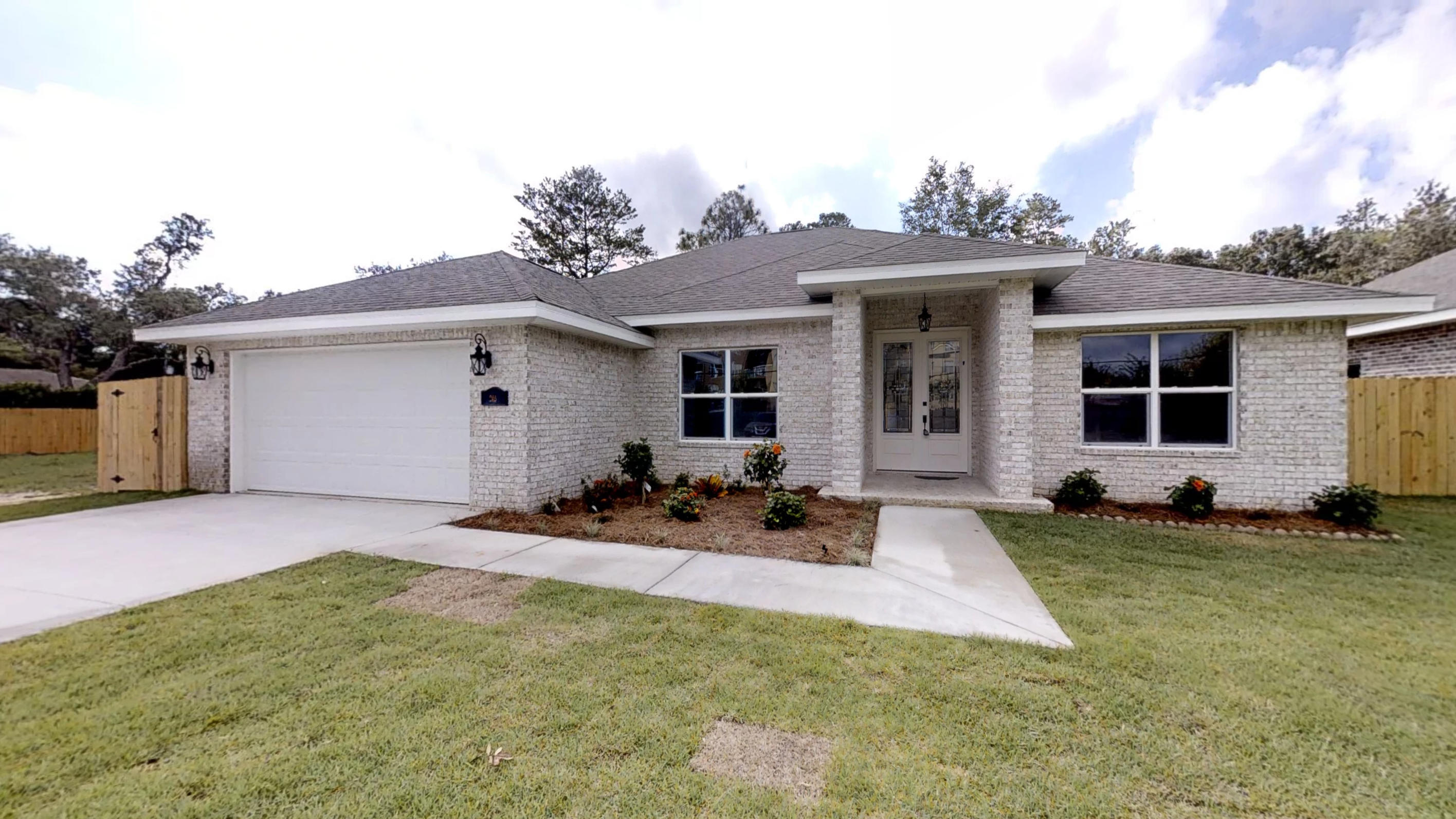 LOCATION, LOCATION, LOCATION. YES A GREAT LOCATION IN FORT WALTON BEACH ONLY MINUTES AWAY FROM SHOPPING, MILITARY BASES, AND OUR SANDY BEACHES. Yes SELLER will PAY $4000 toward CLOSING COST WITH FULL ASKING PRICE! REVIEW the Must See, ''3D Virtual Tour OF THIS BRAND NEW, ALL BRICK, 4 BEDROOM,3 FULL BATH, SPLIT FLOOR PLAN HOME. THIS 8FT FRENCH ENTRY DOOR HOME FEATURES 10' FT CEILING, WITH LIVING ROOM BOASTING A TREY CEILING WITH RECESSED LIGHTING. UPGRADED KITCHEN APPLIANCE PACKAGE, CUSTOM BUILT CABINETS WITH GRANITE COUNTER TOPS. 10'FT BREAKFAST BAR ADDS SPECIAL TOUCH OFF SETTING DINING AREA/BREAKFAST NOOK AND KITCHEN. NICE SIZED BEDROOMS WITH ONE PERFECT FOR MOTHER-IN-LAW/GUEST SUITE THAT HAS FULL BATH. TREY CEILING MASTER BEDROOM BATH HAS OVER SIZED CUSTOM BUILT SHOWER. CEILING FANS THRU OUT. EXTENDED DRIVEWAY WITH 2 CAR GARAGE W/GARAGE DOOR OPENER. COVERED PATIO, PRIVACY FENCED BACKYARD.WITH LAWN PUMP, AND SPRINKLER SYSTEM. YES,THIS ONE IS WORTH SEEING, WORTH OWNING!!!! YOU WON'T BE DISAPPOINTED.