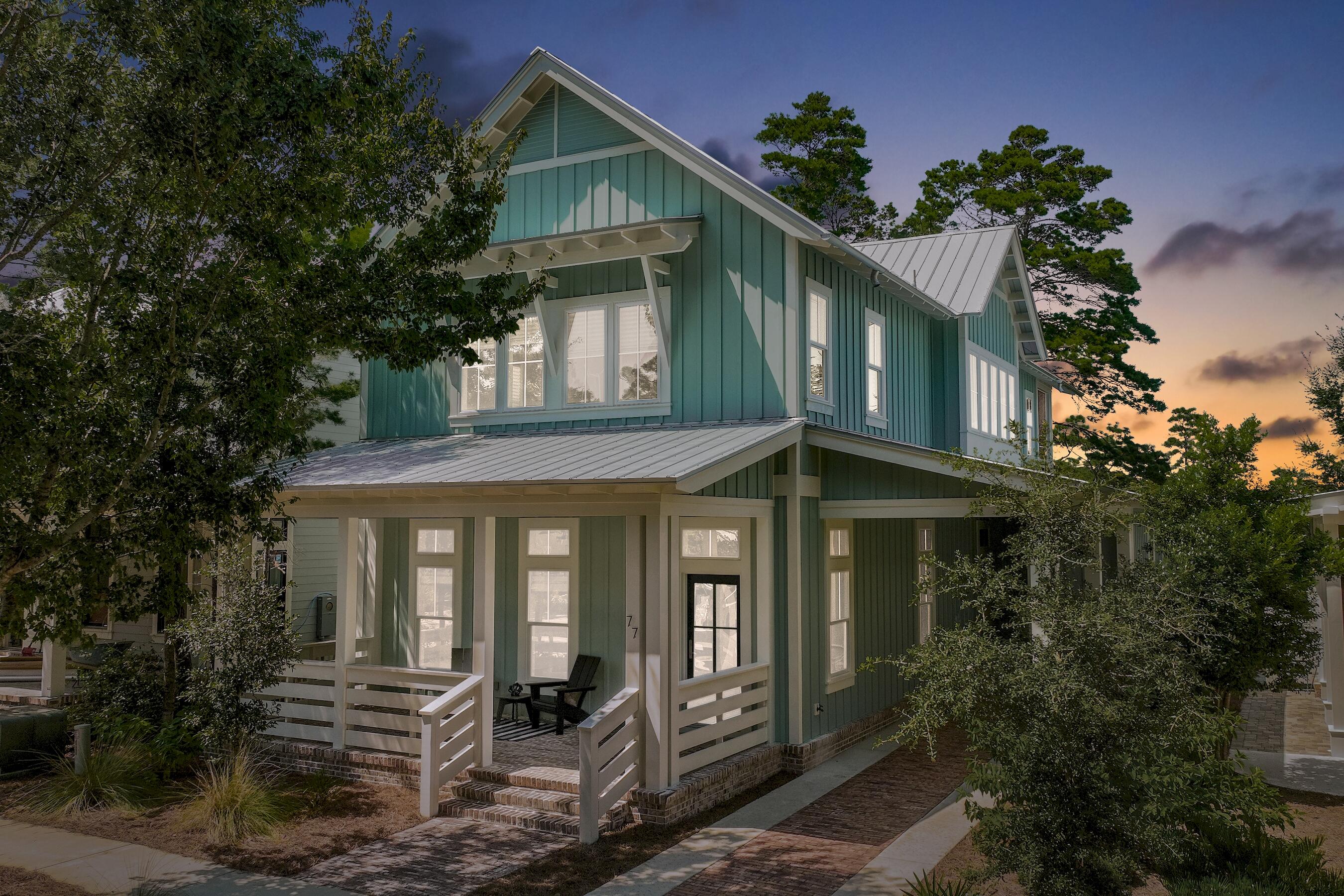 This exquisite 30A beach home with canopy oaks and longleaf pines is located in the peaceful Forest Lakes neighborhood, backing up to state preserve. 

A quintessential coastal custom cottage exuding curated finishes including: hardwood floors, imported tile, and hand picked stone and fixtures throughout. 

The kitchen features a chef's kitchen with gas stove and stainless steel top of the line appliances. 

Enjoy breezes from the first and second floor covered and screened porches. 

Notable highlights feature a quartz oversized island with seating, custom chef's kitchen, large windows perfecting the natural light , outdoor grill area showcasing the state forest views. There are two primary suites one on each floor with a whimsical blue palette and access to covered porches. Ascend to the second level with natural lighting cascading upon the prominent chandelier and artwork. 

At the top of the stairs you will be delighted by a second living space, or media room with built~in bunk beds. There are two additional ensuite bedrooms for hosting family or guests.

This is a rare opportunity to own a custom 2022 home in Forest Lakes with furnishings conveying. This neighborhood is ideal for a full time, secondary, or rental investment lifestyle. Multiple 30A beach accesses are within minutes.

The gated community of Forest Lakes is minutes from multiple beach accesses. .7 miles form the Gulfview Heights beach access with parking and bathrooms. 

Forest lake community amenities include: playground, lake with walking bridge, oversized community pool with picnic area,  pool clubhouse with seating and multiple grill areas, green space for frolicking, and lake gazebo. Take an evening golf cart ride to the shops and restaurants in Blue Mountain Beach. Bicycle to the Justin Gaffrey art studio. Or take in a round of golf at the Santa Rosa Beach Club.