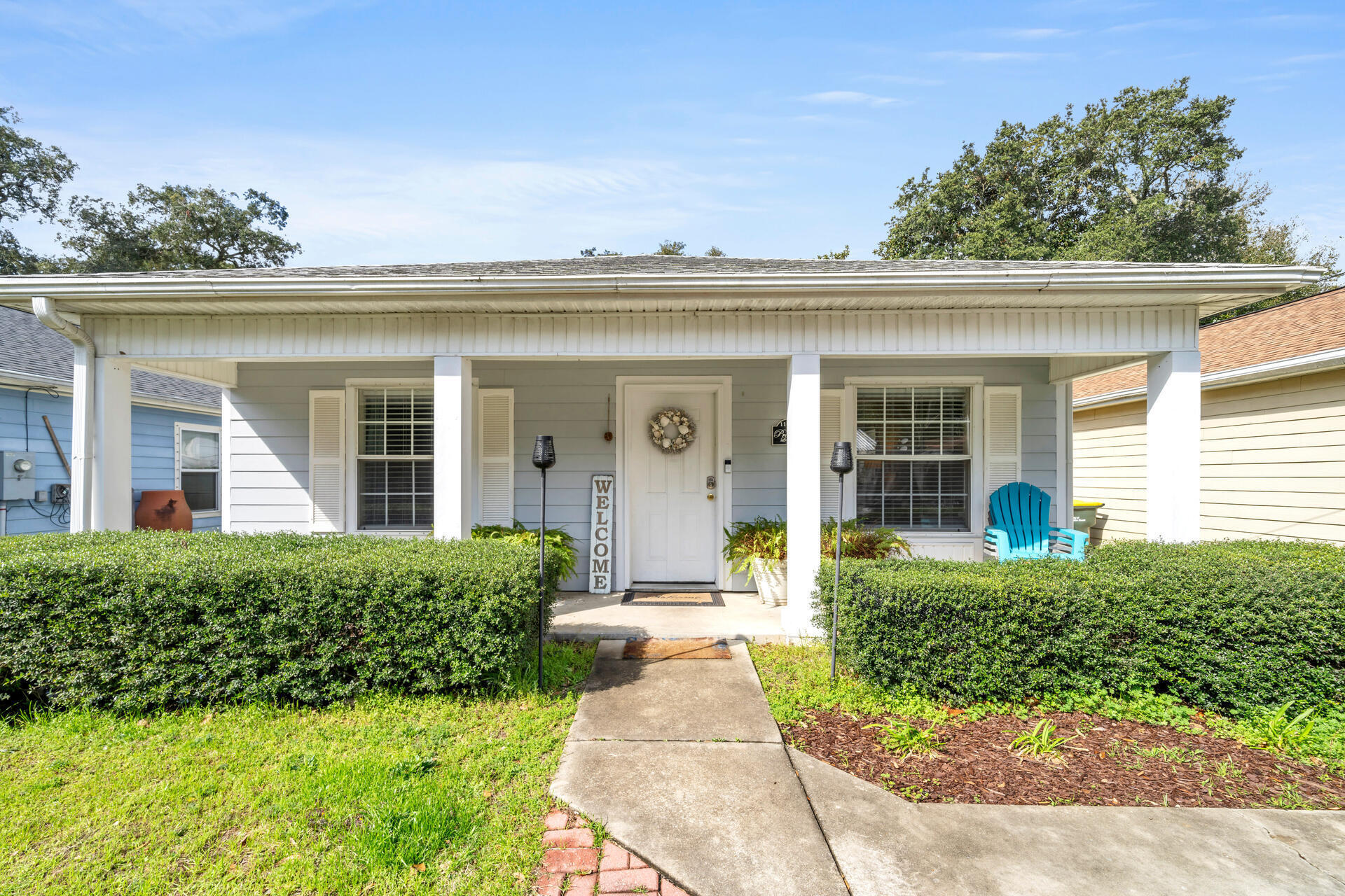 Discover charm in this 3-bed, 2-bath Florida Cottage at Prescott's Landing! LVP wood flooring graces main and wet areas, providing a modern touch. The bedrooms are generously spacious. Ideal location, proximity to beach, bases, schools, and shopping make it a prime choice. The home boasts a tranquil back yard with mature trees and a shadow-boxed privacy fence, creating a serene oasis.  Indoor laundry room and pantry add convenience. A wide driveway that can mutiple cars or boat(s). Embrace the appeal of this home, strategically positioned near downtown FWB, beaches, bases, schools, and shopping centers - a perfect blend of comfort and convenience!