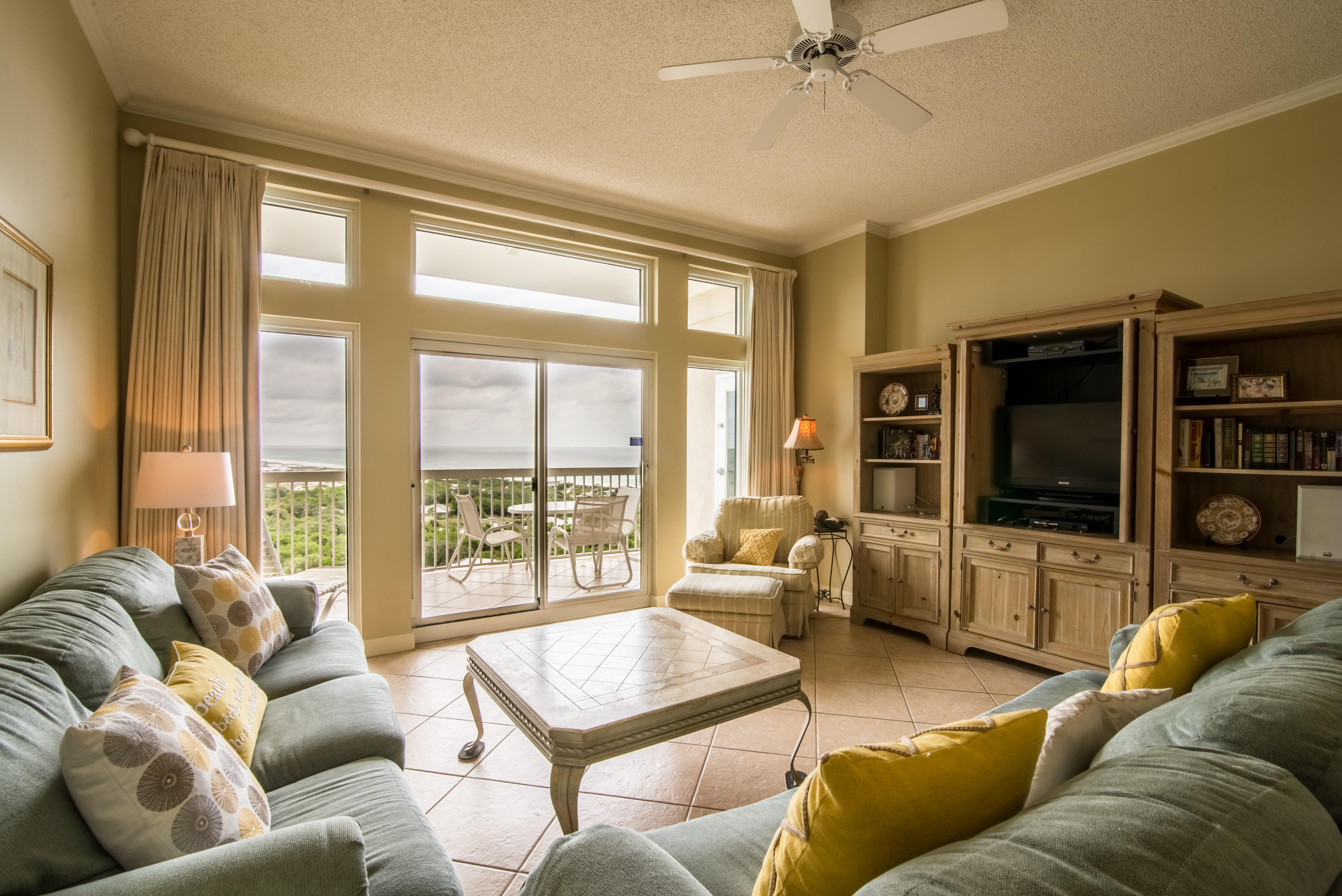 Listed for $479,000, 1108 Summit is a penthouse level 3 bedroom condo that offers million dollar protected panoramic views of the Gulf, Coffeen Nature Preserve and Topsail Hill Preserve State Park! The spacious floor plan with a one bedroom studio lockout option allows you to rent it out as a one, two, and 3 bedroom if you desire. This unit also comes with a private covered parking space, two gulf view master bedrooms, two private balconies, and is being sold fully furnished and rental ready. Tops'l Beach and Racquet Resort is a full service gated community with an award winning tennis facility. It spans over 52 acres with three club pools, state of the art fitness facility, 12 rubico tennis courts, conference center and 600' of deeded NOT CROWDED beach!