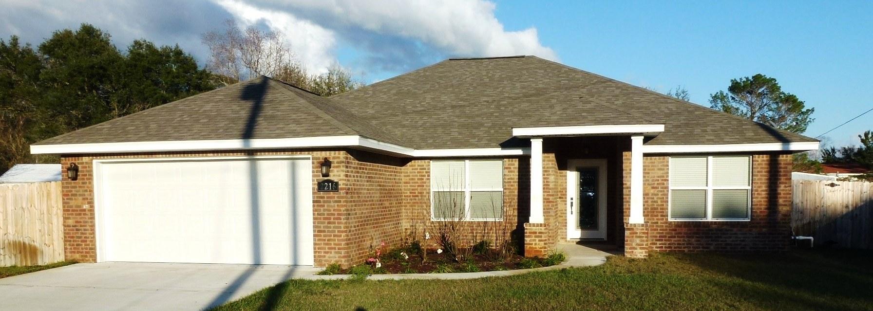 THIS STAR QUALITY, CUSTOM BUILT, ALL BRICK, SPLIT FLOOR PLAN,4 BEDROOM 2 BATH HOME,IS JUST WHAT YOU'VE BEEN WAITING FOR! SPECIAL FEATURES INCLUDE NINE FOOT LACE TEXTURED CEILINGS ACCENTED W/CROWN MOLDING IN LIVING AREAS (GREATROOM/DINING AREA /LIVING ROOM). BEAUTIFUL 48'' in. WOOD PLANK PET FRIENDLY TILE FLOORING, WITH CEILING FANS IN EVERY ROOM. KITCHEN EQUIPPED WITH STAINLESS STEEL APPLIANCES,CUSTOM CHERRY CABINETS WITH GRANITE COUNTER TOPS. RAISED BREAKFAST BAR ADDS THAT SPECIAL TOUCH WHICH OFF SETS DINING AREA/BREAKFAST NOOK AND KITCHEN. MASTER BEDROOM SUITE OFFER TRANQUIL OASIS WITH A TWO-AT-A-TIME PRIVACY BATHROOM DESIGN. HAS CUSTOM MASTER BATH SHOWER, DOUBLE VANITY W/GRANITE COUNTER TOPS AND WALK-IN CLOSET. LAUNDRY ROOM LEADS OUT TO FINISHED DOUBLE CAR GARAGE W/GARAGE DOOR OPENER.. THE DOUBLE FRENCH DOORS OFF GREAT ROOM LEADS OUT ONTO COVERED PATIO, AND INTO LARGE, FULLY SOD, PRIVACY FENCED BACK YARD GREAT FOR THOSE FAMILY GET TOGETHERS AND FUN BBQS. LOCATION IS CLOSE TO SHOPPING, THE BEACH, AND ONLY 6 MILES WEST OF HURLBURT FIELD AFB. FRONT GATE. YES, WORTH SEEING, WORTH OWNING!! CALL FOR AN APPOINTMENT TODAY!!