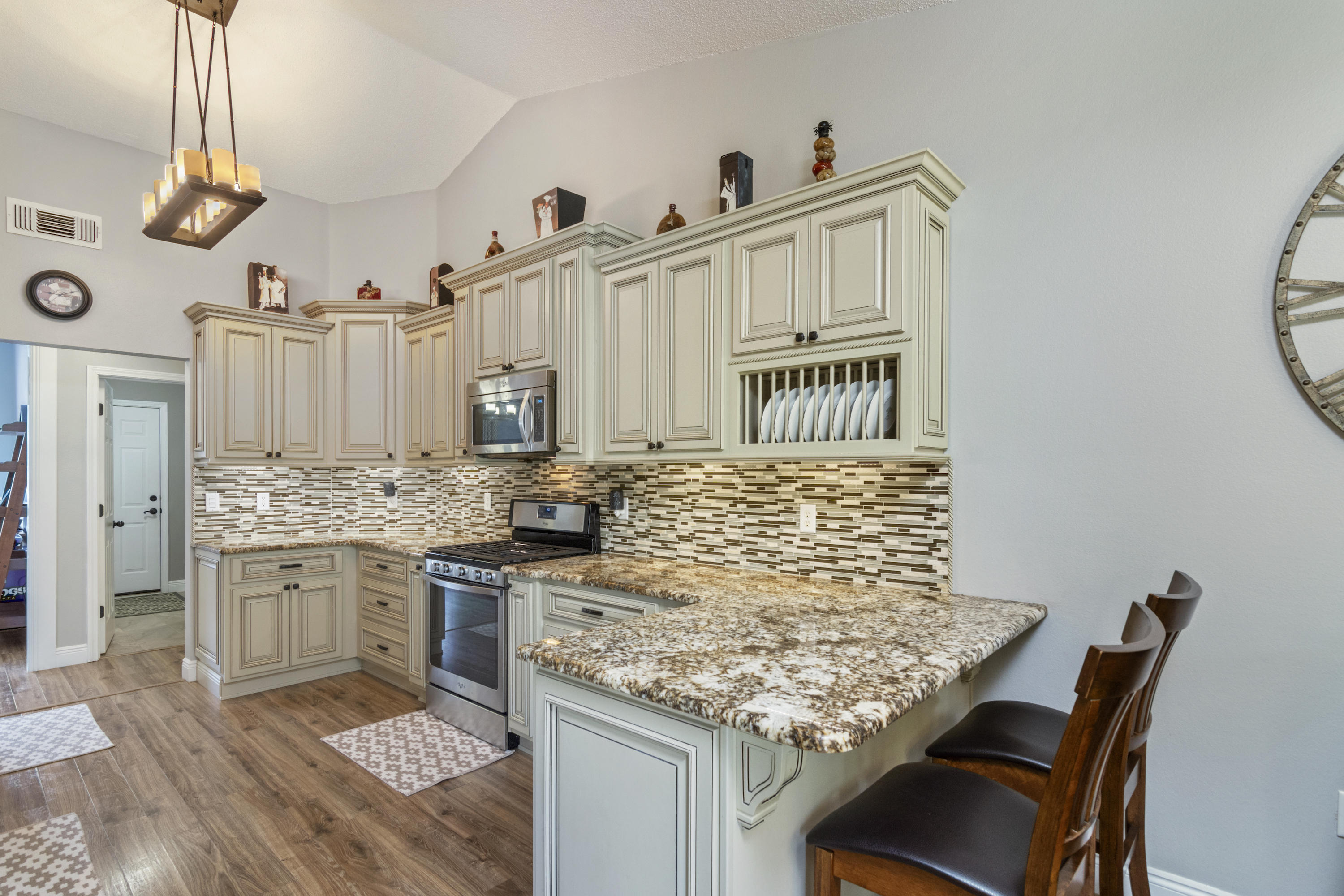 Stunning home inside the coveted Silver Oaks community in North Crestview. With an upgraded kitchen and master suite you will never want to leave your new home. This home boasts 3 additional large bedrooms and a gas fireplace and stove. If you are in need of an RV hook up, there is 220V power ran to the concrete pad in the back yard. Call for your personal tour today!