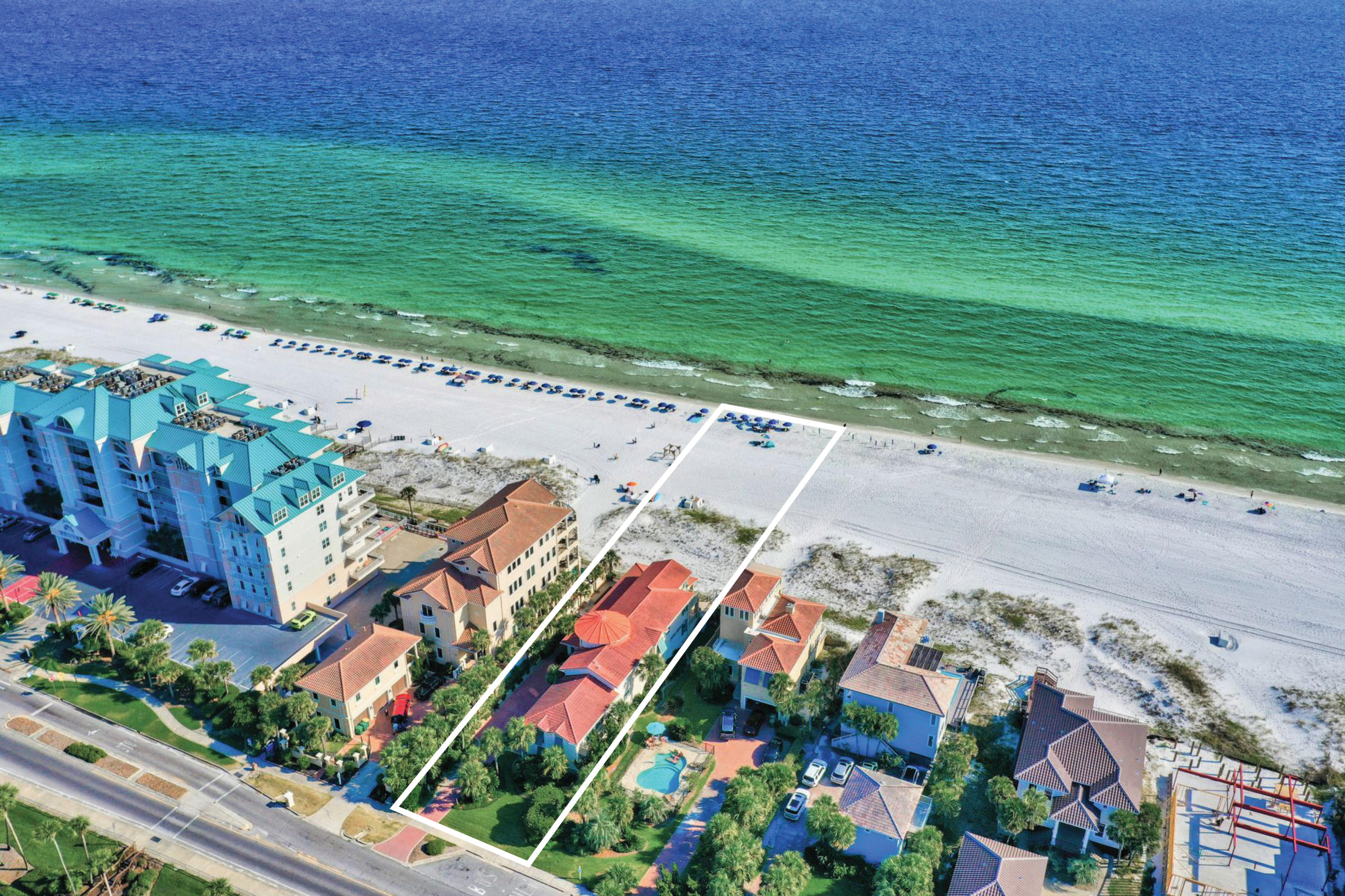 Gulf front elegance and unfiltered natural beauty characterize this stunning Mediterranean masterpiece primely located on an oversized lot that boasts nearly 70' of gulf frontage. 2988 Scenic Gulf Drive offers unparalleled water views representing the epitome of gulf front living and is well maintained having never been on the rental market. This spacious retreat boasts notable features such as six bedroom suites each with en-suite bathrooms including an attached lockout-guest suite with a full secondary kitchen and possible seventh bedroom. This strategic design also yields an exceptional heated gulf front pool and significant outdoor entertainment space including expansive outdoor balconies and covered porches. The home has had no expense spared, which is evident upon entry; the extraordinary entrance greets guests with gorgeous travertine flooring and soaring double height ceilings. This residence was designed to maximize entertainment space, and as such it boasts multiple living rooms and ample flex space which could potentially be utilized to increase sleeping capacity. The gourmet kitchen adjacent to the main living area is anchored by an oversized granite island and offers finely appointed finishes including custom cabinetry and professional grade appliances. Views are maximized throughout the spacious main living area as guests are greeted by unobstructed vistas of the emerald green waters of the Gulf of Mexico. Furthermore, the incredible ceiling heights are continued throughout the main level making the entire house feel palatial in nature. The main living area also has a gas fireplace that compliments the ambient quality of the space.

Other notable features include ample parking space on the estate sized lot highlighted by a two-car garage and up to eight parking spaces in the driveway. It also has smart home capabilities and conveys complete with a Control 4 system which automates lighting, security, and other features of the home. This property would function very well as a second home or top producing rental offering an amenity package with excellent proximity to world class shopping, private boating access via Legendary Marina, dining, golf courses, and local entertainment.