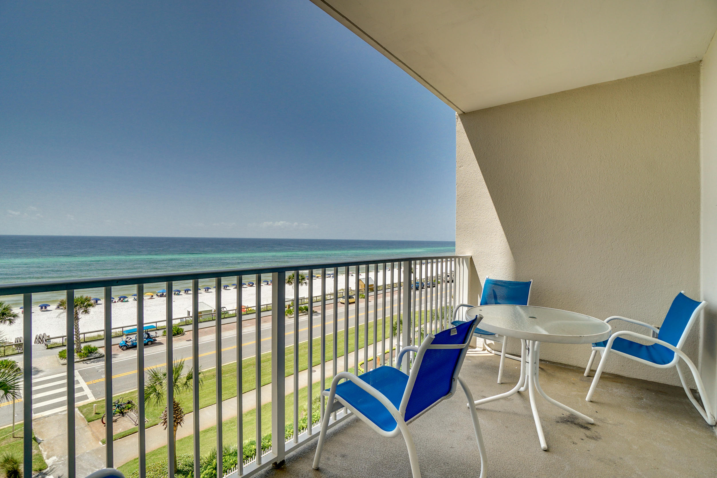 Enjoy incredible views of the Gulf of Mexico directly from your balcony. Located within the the gated community of the Seascape Resort this RENTAL READY CONDO comes fully furnished and with 2-bedrooms, 2 baths and plenty of space for family and friends to hang out comfortably.  And here's the thing, this condo is set up to shift seamlessly from a terrific investment property to an ideal second home and then back to a rental property again as needed.  Rental income for units like this one are as high at $50,000 a year. Because it's on the fourth floor you get the never-ending views but also have the option of using the stairs and avoiding the elevators if you want. Another benefit of this condo is the fact that it located in much desired 12-stack which means you get to enjoy extra privacy when you are on the balcony, you see no neighbors!  All furnishings convey. Majestic Sun has amazing resort style amenities including 2000' of beach, a sparkling indoor/outdoor swim through pool, fitness center, hot tub, tennis courts, 18-hole golf course at Seascape and a lavish lobby with on-site rental office. Majestic Sun is perfectly located near the best shopping, dining, restaurants and entertainment and has gated entrances on both Scenic 98 and 98.