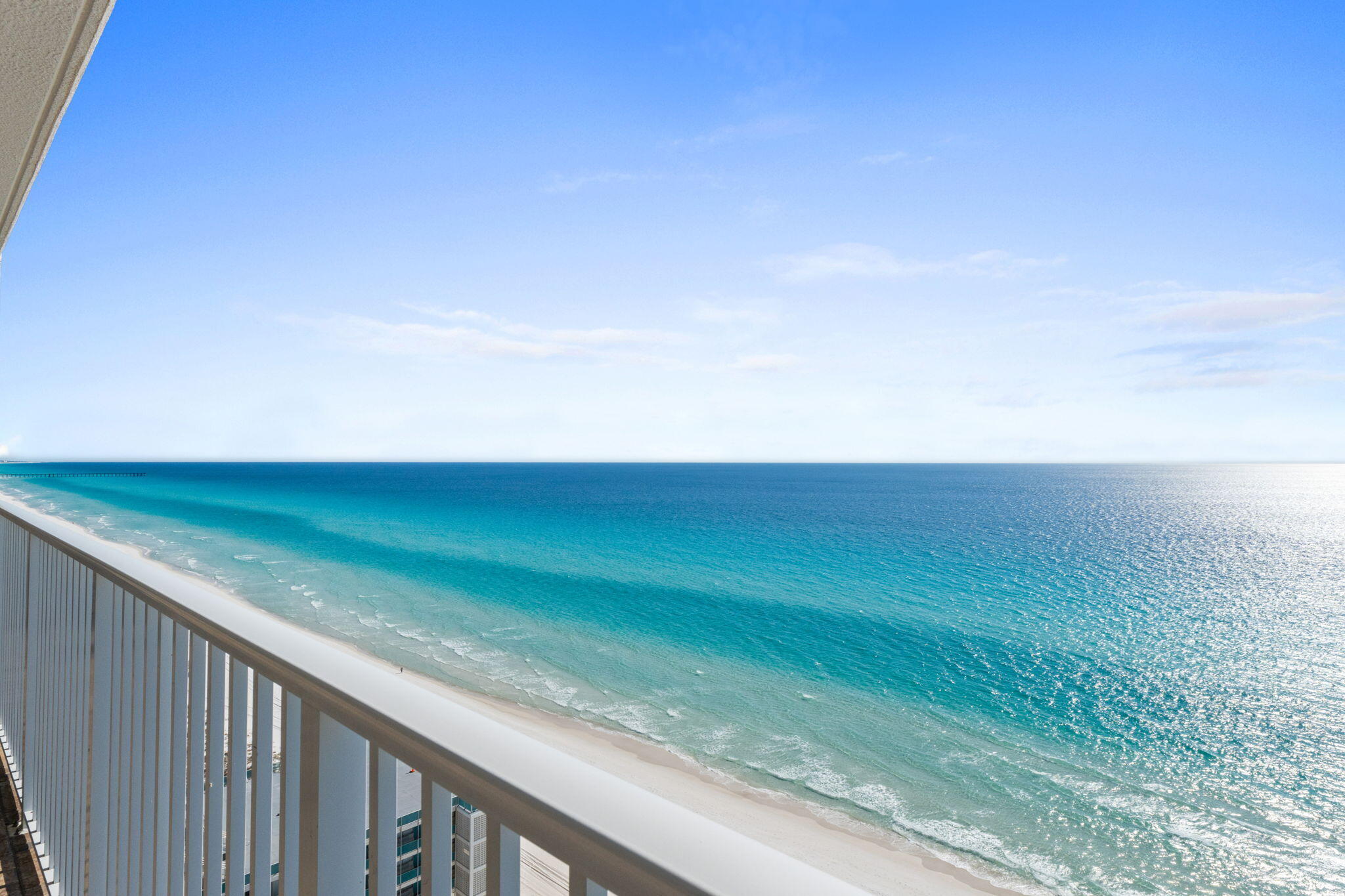 Experience elevated coastal living in this fully furnished, turn-key 2-bedroom, 2-bath Gulf-front residence on the 18th floor of Ocean Reef Condos in Panama City Beach. Enjoy breathtaking, unobstructed Gulf views from a private balcony—perfect for morning coffee or sunset cocktails. Open-concept layout with floor-to-ceiling windows, tile floors, fresh neutral paint, designer lighting, and a coastal-modern kitchen with new appliances, granite countertops, pull-out shelving, pantry, and extra storage. Two king suites with renovated en-suite baths, Gulf-front suite with balcony access. Ocean Reef amenities include beach access, Gulf-front pool, heated indoor pool, hot tub, fitness center, and covered parking—1.5 miles from Pier Park.