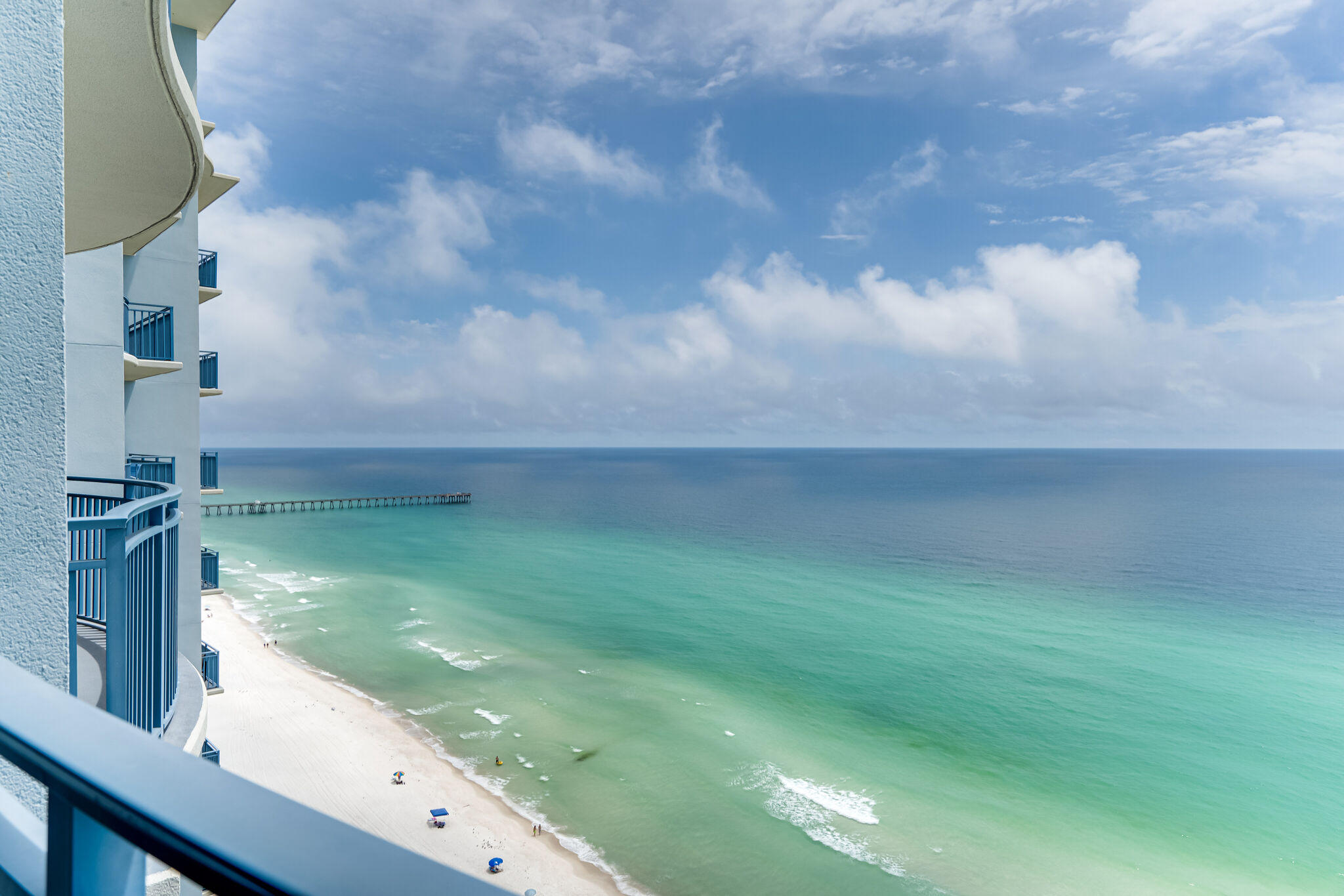 Enjoy upscale living with the best beaches, dining and entertainment at luxurious Sterling Breeze Condos. Architecturally unique and located directly on the beach! Fully furnished with a spacious floor plan and features 9ft ceilings, tile flooring, granite counter-tops, beautiful wood cabinets, breakfast bar, large terrace off living room with private grill and impressive views of the Gulf. First-class amenities include: fitness center, internet caf and wine bar. Relax in the 2,000 sq.ft. Heated, Infininty edge, Gulf front pool + whirlpool spa, natural stone fire pit, poolside umbrella and beach chair service, community activity room, and secure, covered parking. Centrally located -1/2 mile away from Pier Park and a short drive to NW Florida Beaches International airport. Can easily accommodate 6 people. Low density complex with 145 units, and only seven units per floor. Great rental opportunity in highly desirable Emerald Coast. Turn key and rental ready.
