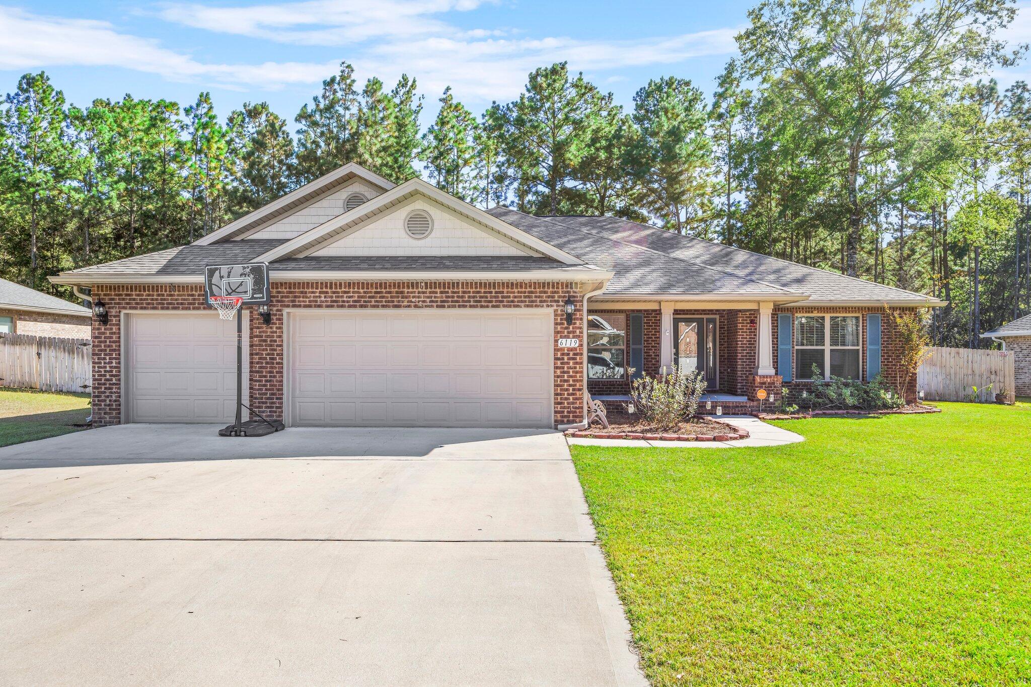 Newly painted throughout the interior and professionally cleaned means this home is move in ready!! Located in Nature Lake Subdivision, check out this 4-bedroom, 3 full bathroom, plus flex room that can be used as an office or den and 3 car garage home. This subdivision comes with access to a 28-acre lake and walking trails, and the trails are accessible right outside your backyard gate. Inside you get 10ft ceilings in the main living areas with tray ceilings in the master bedroom. The kitchen has a large pantry and so many cabinets that you'll never run out of storage space. Granite countertops, stainless steel appliances, double ovens and separate gas cooktop makes this kitchen a chef's dream to cook in The master bedroom is oversized, and the master bathroom has a fully tiled zero entry walk-in shower, separate soaking tub, double vanities, and large double closets. The other 3 bedrooms are generous sized so there is plenty of room for the whole family. Exterior features include irrigation system, seamless gutters, and fenced backyard that is very private, as there are no neighbors behind you. Beautiful flat backyard that is perfect for pets or installing a pool. Schedule a showing today to see this beautiful home.