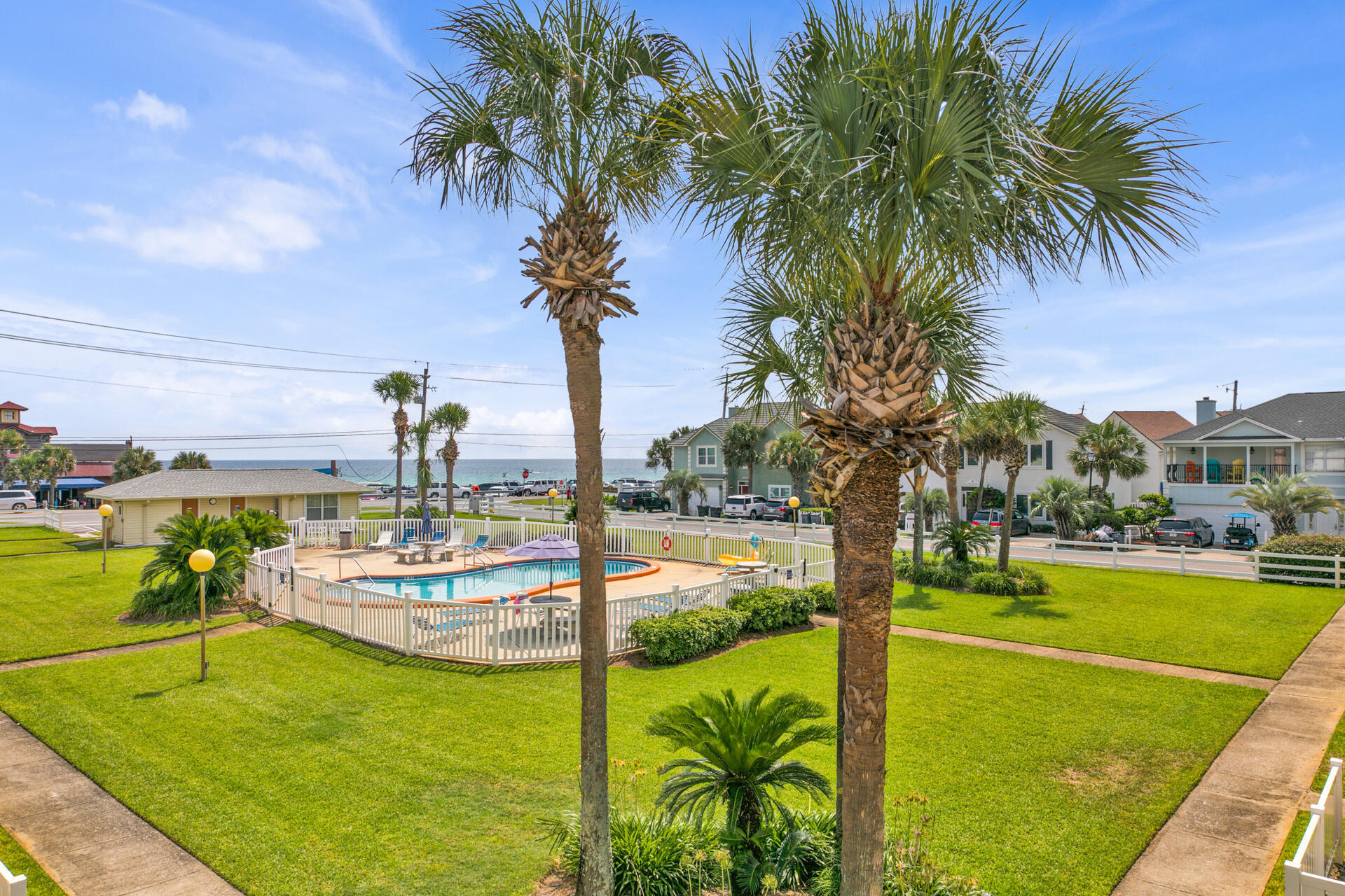 Incredible 2 Bedroom, 2 Bathroom condo with fantastic Gulf views! Location most certainly highlights this property with the beautiful white, sandy beaches of the Emerald Coast and world-famous Pompano Joe's just steps from your unit. This property comes FULLY FURNISHED and is rental ready. Washer and Dryer in unit. The 77 square foot balcony can be accessed from the living room and one of the 2 bedrooms! Centrally located to all activities along the beach, shopping, and restaurants, this property is the ideal beach property for anyone. Come show today!