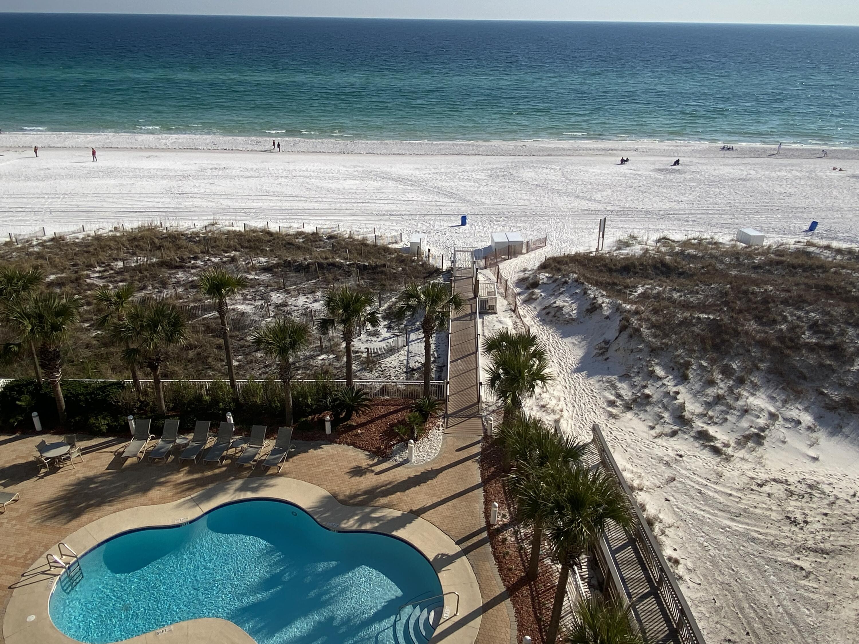 Welcome to the elusive Destin Towers where units rarely come available.  This spacious 2 bedroom, 2 bath, completely upgraded and fully furnished unit is ready for the 2024 rental season.  Current owners grossed approx $75,000 in rental income for 2023.  The balcony faces the Gulf directly and is on the West corner so the sunset views are breathtaking.  Destin Towers offers a beautiful Gulf front pool, hot tub, tennis courts, BBQ area, reserved covered parking and of course direct beach frontage.  Don't wait to book your private tour as this one will not last long!