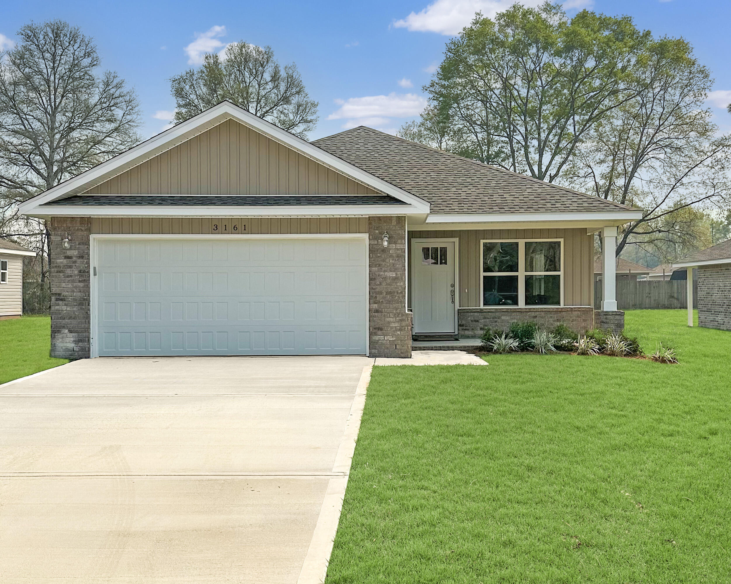 Our preferred lender has a 4.5% interest option available for some VA buyers for the 1st year. This brand new home is now complete. A spacious three bedroom, 2 full bathroom with an open concept living and dining area.  Laminate Flooring Throughout. NO Carpet. White shaker cabinets throughout and quartz countertops.Stainless steel appliances include stove, microwave, dishwasher and refrigerator.  Two car garage with automatic opener. Large backyard and covered front and back porches.  This home has no HOA fees, Low county taxes. The builder offers a TEN year structural warranty and a 2 year systems warranty. Seller will pay $6000 towards buyers closing costs, which for most buyers will cover the closing costs on the property. Many VA buyers can bring $0 to closing. Reach out toda
