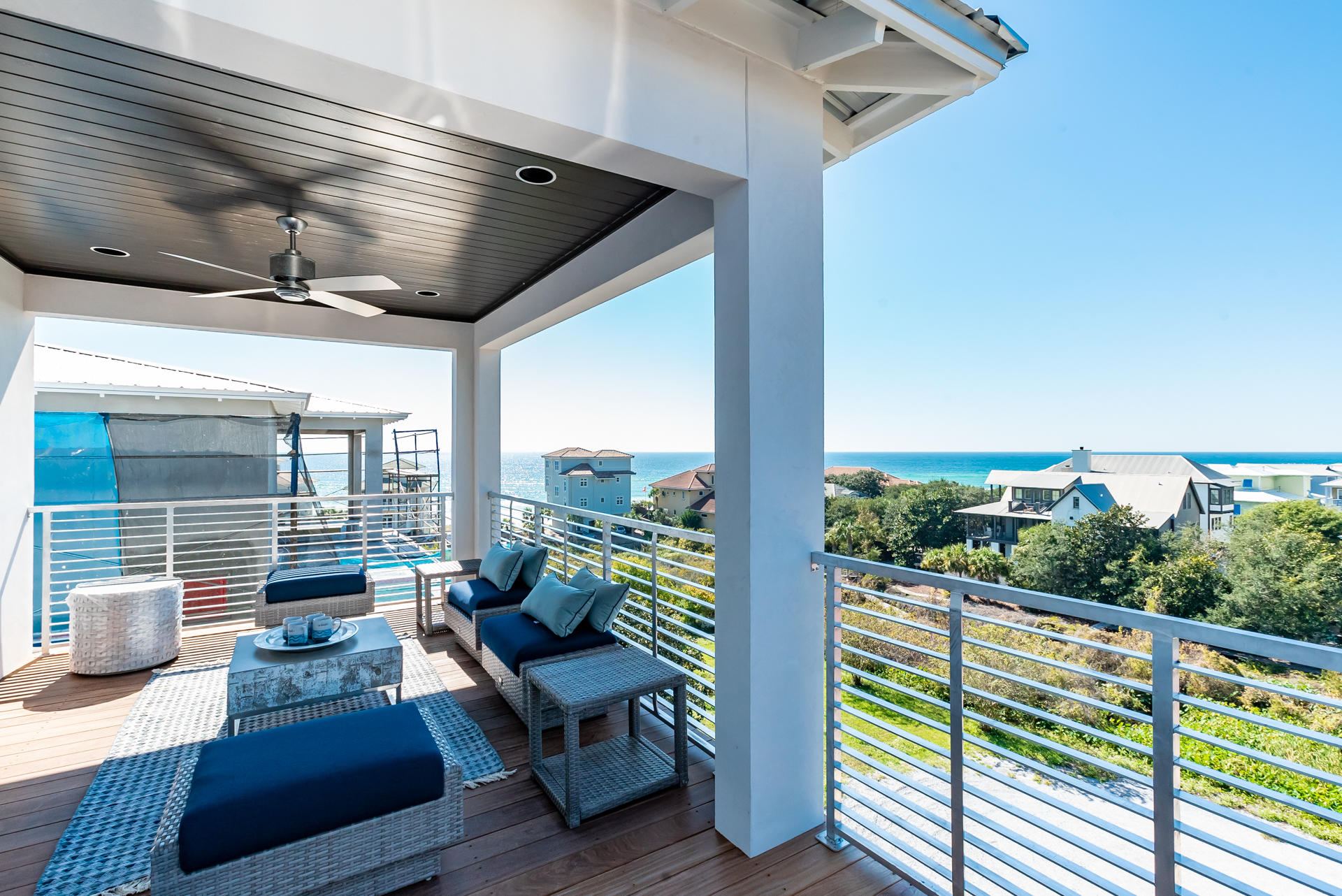 We are proud to present the charming gated community of Caspian Estates located South of 30A in Santa Rosa Beach. It consists of 9 home sites including 4 existing homes and a community pool all just steps from the beach. We have completed construction and sold the first of the remaining five home sites. This home has 3,353 Sq Ft, 5 bedrooms, 5 full baths and 1 half baths. There are many unique features including an elevator that will take you to the enclosed rooftop terrace with Bedroom, full bathroom, wet bar, gathering area with doors that open to multiple observation decks all with a Gulf view and a grilling deck. The first floor greets you with a private foyer, elevator, laundry, guest room, full bath and a staging area with refrigerator, sink and ice maker. The second floor contains a guest bedroom with a private bath, and master bedroom with sitting area, walk-in closet, spa bath and a private covered deck. The main living floor, boasts the gourmet kitchen, dining room with coffered ceiling detail, a spacious living room with fireplace, retractable sliding glass wall door with Gulf views and a guest suite with private laundry. With the guidance of Melinda Birnberg, MelB Designs of Atlanta, this home will be professionally furnished and styled. We are offering Lot#5 Caspian fully furnished and ready for your enjoyment upon completion Summer of 2018. 
Roger Cerasoli is the architect for the project at Caspian estates along with Developer, Catherine Dozier and Simmons Custom Home Builders. Their vision for this project was to create a contemporary oasis in the heart of this established beach community South of 30A