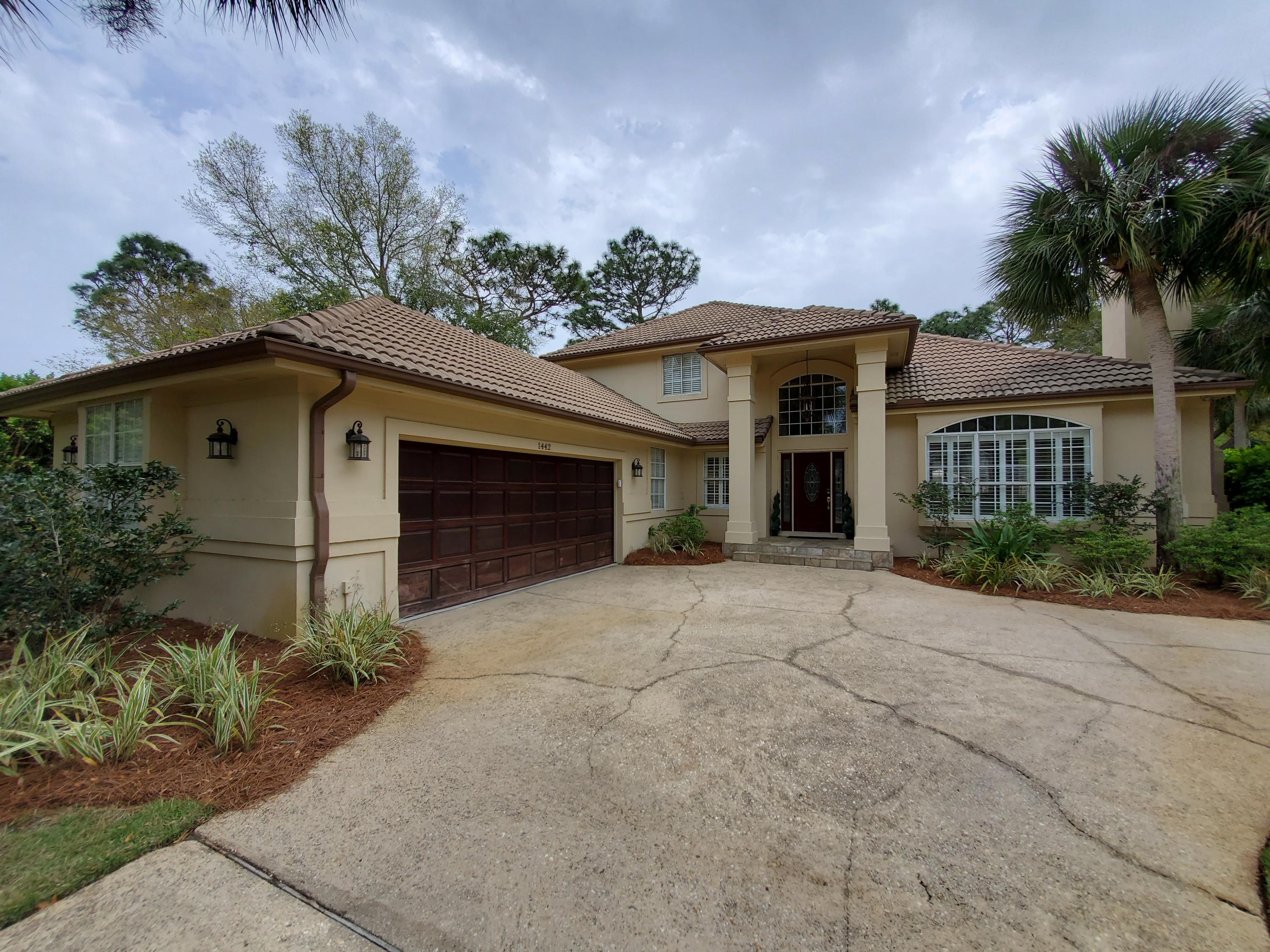Under contract but accepting back up offers! Gorgeous 2-story Mediterranean estate situated on a large ¼ acre corner lot. Featuring lush landscaping, circular driveway, 2 car garage with separate golf cart entry, and a fenced back yard with a 2016 heated pool complete with a Jacuzzi inset seating. The jacuzzi is stubbed for gas fire and spitting water features. There are also gas stubs on either side of the home for a fire pit or gas grill. As you walk inside, you'll find warm hardwood flooring and crown molding throughout. The kitchen features crafted cabinets, an island, beautiful granite, glass backsplash, and Samsung Chef Collection stainless steel appliances. Kitchen is the breakfast/sunroom sitting area lined with floor to ceiling windows overlooking heated pool & spa.  This home offers a sprawling 5 bedrooms with a master suite and guest bed/office on the main floor and a 2nd master oasis with 2 additional rooms on the second floor. 
As an introduction to the Sandestin lifestyle, we invite our new owners to explore amenities that make Sandestin special. The listing brokerage and seller(s) are presenting the buyer(s) of this property with (2) 90-minute rounds of Tennis court time, a golf foursome at one of our three championship courses, and a round of golf for up to four (4) players at the unrivaled Burnt Pine Golf Club.
Sandestin Golf and Beach Resort is a major destination for all seasons and all ages, and has been named the #1 resort on Florida's Emerald Coast. This magical resort spanning over 2,000 acres is comprised of over 70 unique neighborhoods of condominiums, villas, town homes, and estates. The resort features miles of sandy white beaches and pristine bay front, four championship golf courses, a world-class tennis center with 15 courts, 4 resort swimming pools (and 15 private neighborhood pools), a 123-slip marina, a fully equipped and professionally staffed fitness center and spa, meeting spaces and The Village of Baytowne Wharf, a charming pedestrian village with events, shopping, dining, family entertainment and nightlife. For true golf cart community living, Grand Boulevard is just outside the resort gates and provides access to additional shopping, dining and entertainment, all without traveling on Hwy. 98.  Come to Play, Stay for Life!
