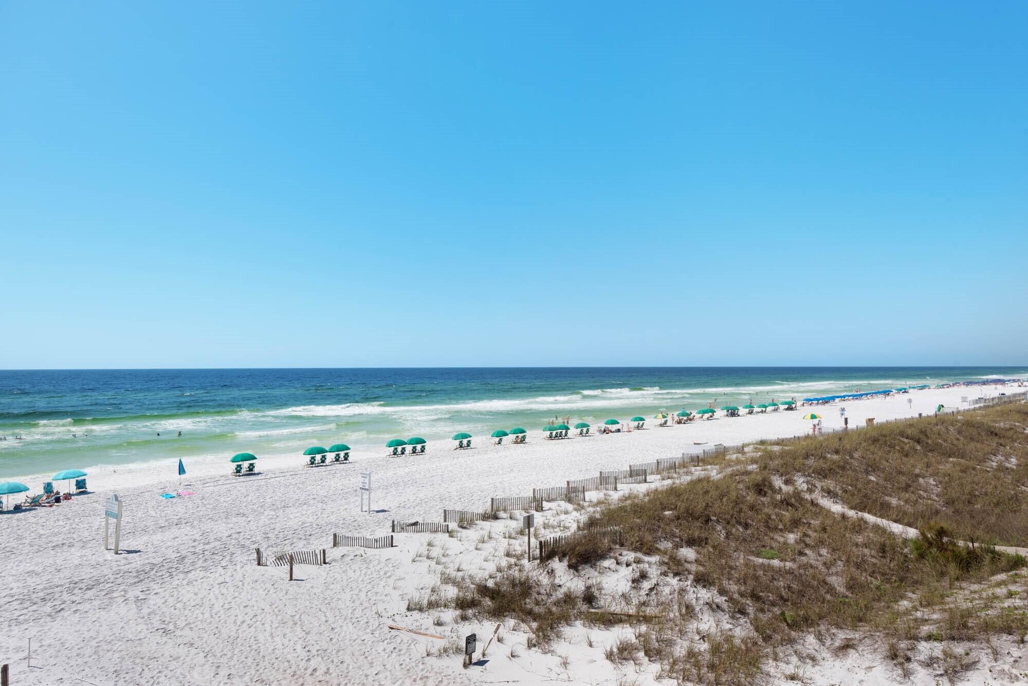 The most gorgeous unit to come on the market in Edgewater Beach Condominium in a long time.  This recently renovated jewel has everything.  It has a semi-private elevator that only serves the 1st and 2nd floors 50 feet from the front door. It has a balcony that sits just above the dunes and provides expansive views of the gulf, the beach and the pools. It has new appliances, new bedding, 2 walk-in showers, large flat screen televisions in the living room and bedrooms, etc. If the current owners did not love and use this three bedroom, three bath getaway so much, it could easily bring in $110K to $120K in rental income. Notice the second sliding glass door that opens onto the balcony. This unique feature provides natural light shared by few other units. Like all units in Edgewater, you are less than one half mile from great shopping and great dining