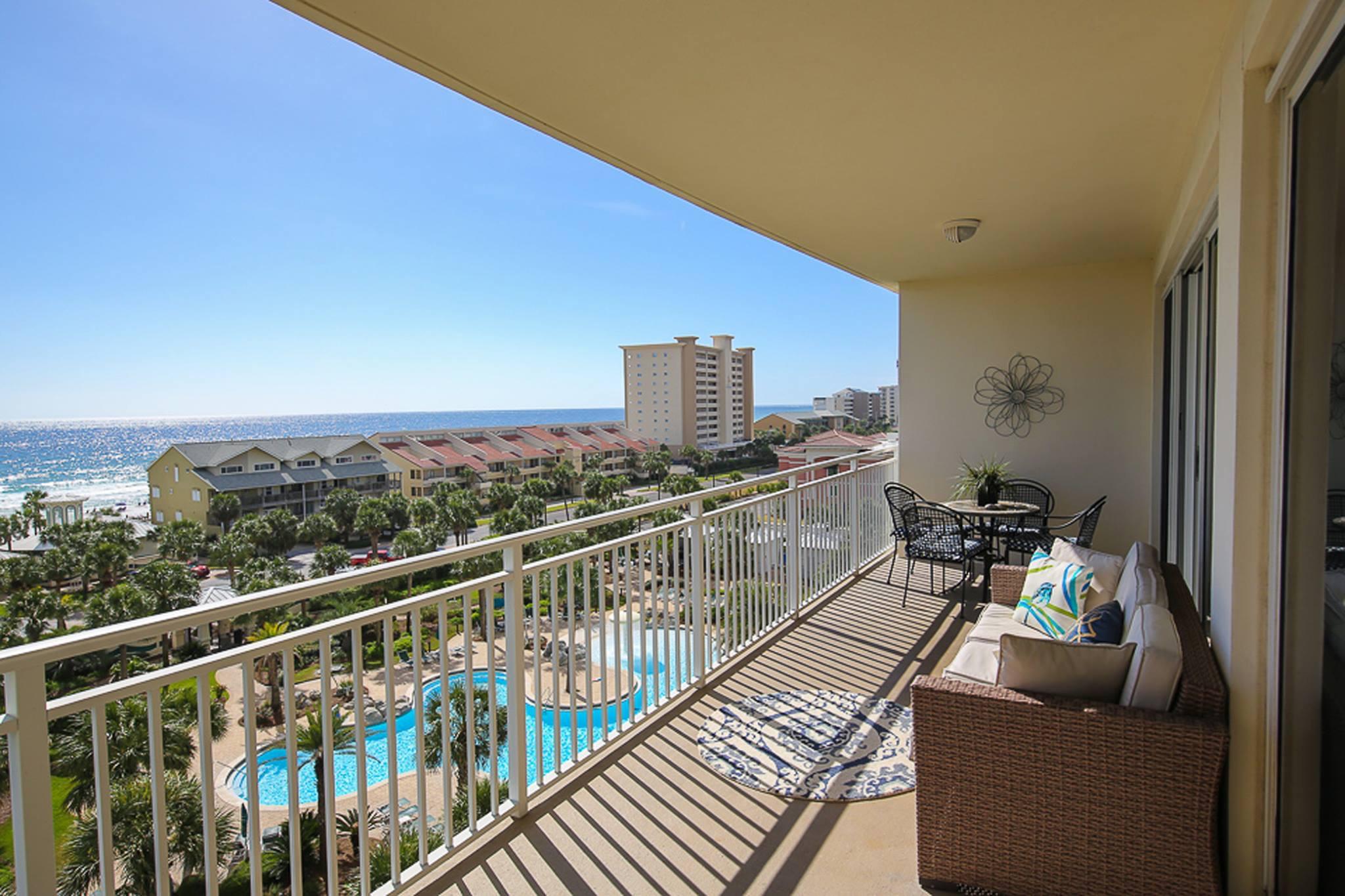 The most sought after unit in Sterling Shores. Large 2 bedroom, 2 bath with incredible views from this 6th floor centrally located unit. Impeccably decorated floor to ceiling. Ready to move in. Lagoon Pool, Beach pool, exercise room, theatre room, abundant green space, & outdoor grill area with gas grills are just a few of the amenities Sterling Shores has to offer. Centrally located in the heart of Destin. Walk to many of the areas favorite restaurants. Don't let this one slip by you. Call today. NEW HVAC UNIT. Rental unit grossed $53,371. in 2018 and currently (as of 1/21/19 has $34,195.96 (this is net of bed tax and VRBO commissions) in bookings that can be transferred to the new owners for 2019.