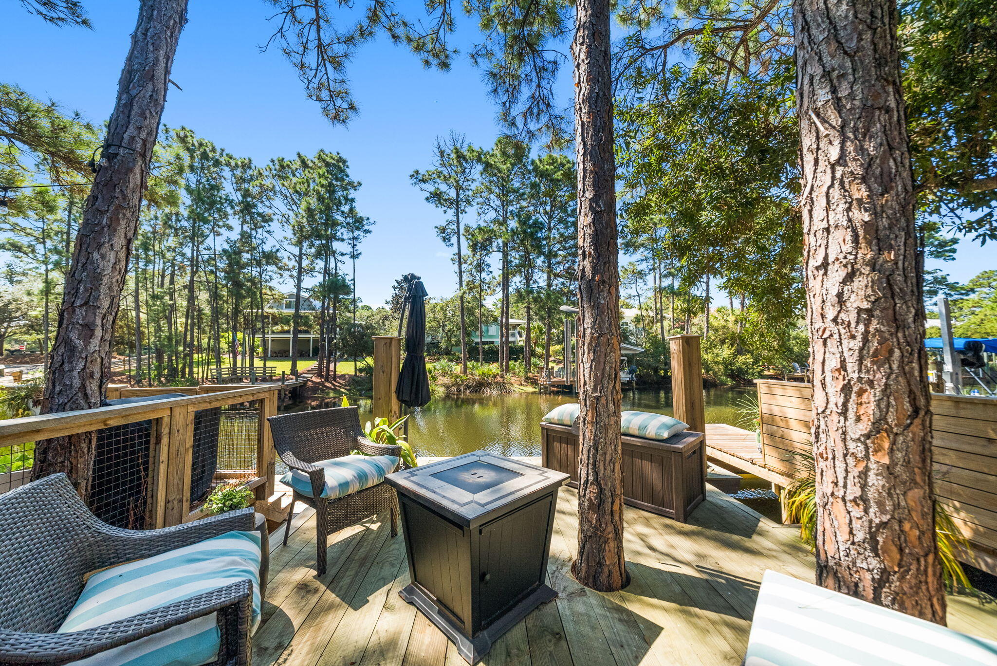 Tucked away, waterfront, among the shaded oaks of Seagrove, located South of 30A along the canal of one of the Coastal Dune lakes.  This beautiful, waterfront, updated 2-bedroom, 2.5-bathroom townhome is a rare find. Whether you're searching for a primary residence, a vacation beach retreat, or a savvy investment, this property checks all the boxes.

Step inside & discover a thoughtfully designed interior with stylish finishes & a bright, airy feel. The spacious screened-in porch invites you to enjoy morning coffee or evening cocktails while overlooking the tranquil surroundings. For water lovers, the private boat dock offers a peaceful spot to relax by the lake opening to Gulf. With a generous amount of storage under deck or on the third floor attic  -- you'll have space for all your beach gear an more.  This ideal location puts you just a short stroll from two public beach accesses and within an easy bike ride to Seaside (3 miles West) or Rosemary Beach (4 miles East). Offering both privacy and proximity, this lakeside oasis delivers the perfect balance of serenity and coastal adventure.