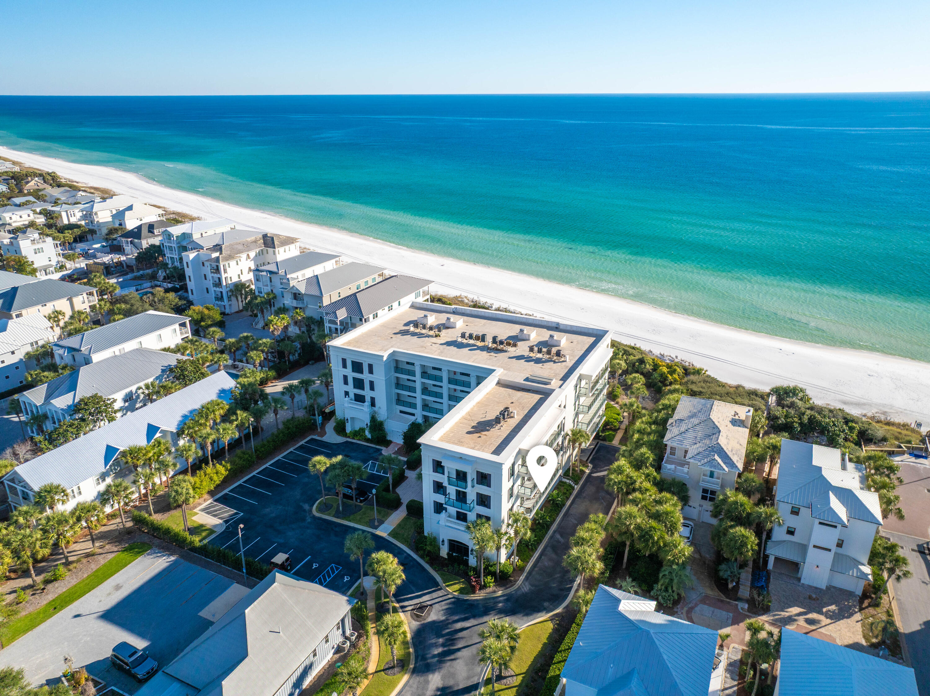 Situated along Scenic Hwy 30A in the heart of Seagrove Beach, Park Place is a refined Gulf-front community comprised of just 19 individually owned residences. Designed to offer a low-density feel, the building is thoughtfully crafted with enduring materials. This unit has been beautifully updated with new quartz counters, kitchen backsplash, flooring, lighting and more. It has a spacious balcony with Gulf Views. Residents arrive through a secure, gated entry and are welcomed by a grand first-level foyer. The community features assigned garage parking, owner storage areas, and a well-equipped fitness room. Outdoors, enjoy direct access to 200 feet of deeded beach access, along with a beautifully maintained pool and spa. Park Place does not allow short term rentals.