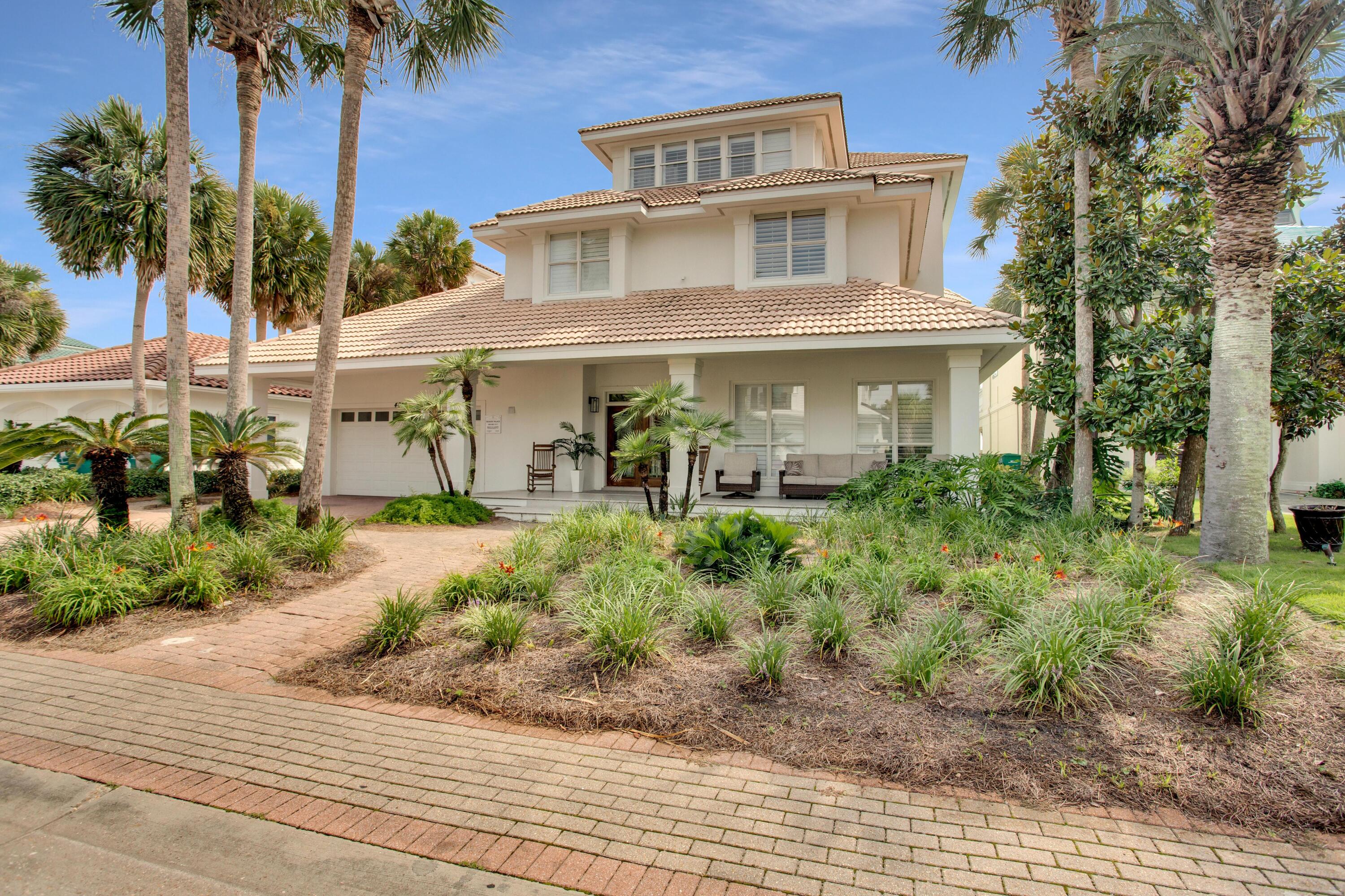 $390,000 in rental income for 2021. Located in the prestigious gated community of Destiny, this luxury home sits across from the breathtaking white sands and turquoise water of the Gulf of Mexico. Take in uninterrupted gulf views from all three levels and nearly every room of the home. In January the Owners started a major renovation including new hurricane impact resistant windows and sliding doors, tankless hot water heaters, first floor flooring, entire new kitchen cabinets, countertops, 2 islands, kitchen lighting, trim, paint, 3rd floor HVAC system, etc. Expected completion date May 1st. Enter through French doors to the open concept floor plan with cool coastal colors, tile flooring for easy maintenance, beautiful crown molding, and lots of windows for an abundance of natural light. Two sets of sliding stackable glass doors grant access to the open-air entertainment area by the heated saltwater pool, hot tub, and summer kitchen. Lounge by the pool, under the pergola or use the private access gate to cross over and bask in the sun on the beach and enjoy a meal at The Crab Trap. Off the living area is the oversized kitchen with two very large islands including a prep sink, warming drawer, ice maker, and wine fridge. Quartz countertops, lots of cabinets for storage, a 6-burner gas stove, walk-in pantry, 2 dishwashers and 2 refrigerator/freezers, complete the kitchen. The main floor has 2 large en suites, one of which has a 3 pane sliding door directly off of the pool. A laundry room with 2 sets of stacked washers and dryers, powder room, and owners closet complete the first level. Upstairs the expansive master suite boasts a trey ceiling, sitting area, and access to the spacious balcony for morning coffee or evening cocktails. The spa-like master bathroom offers a jetted tub, immensely sized walk-in shower, and double vanity with ample storage. A set of French doors leads to a sizable guest bedroom that also accesses the spacious balcony. A clothes closet, owners' closet, and full bathroom complete this suite. Another guest bedroom, bunk room, full bath, and large storage closet finish out this floor. On the third level owners and guests will enjoy an enormous bonus/game room with TVs, pool table, fuse ball, video game console, etc. The third level has a beautiful peaked ceiling, full kitchen, and its own outside balcony with sitting bar to enjoy while taking in the stunning panoramic views. A bunk room and full bathroom complete the top floor. There is plenty of parking with a two-car garage and driveway to hold 4 more vehicles. Owners have exclusive access to the Destiny Yacht Club featuring swimming pool with fountain, hot tub, club house, and basketball/tennis court. Home falls under the Bert Harris Settlement Agreement and can sleep up to 30 guests legally.