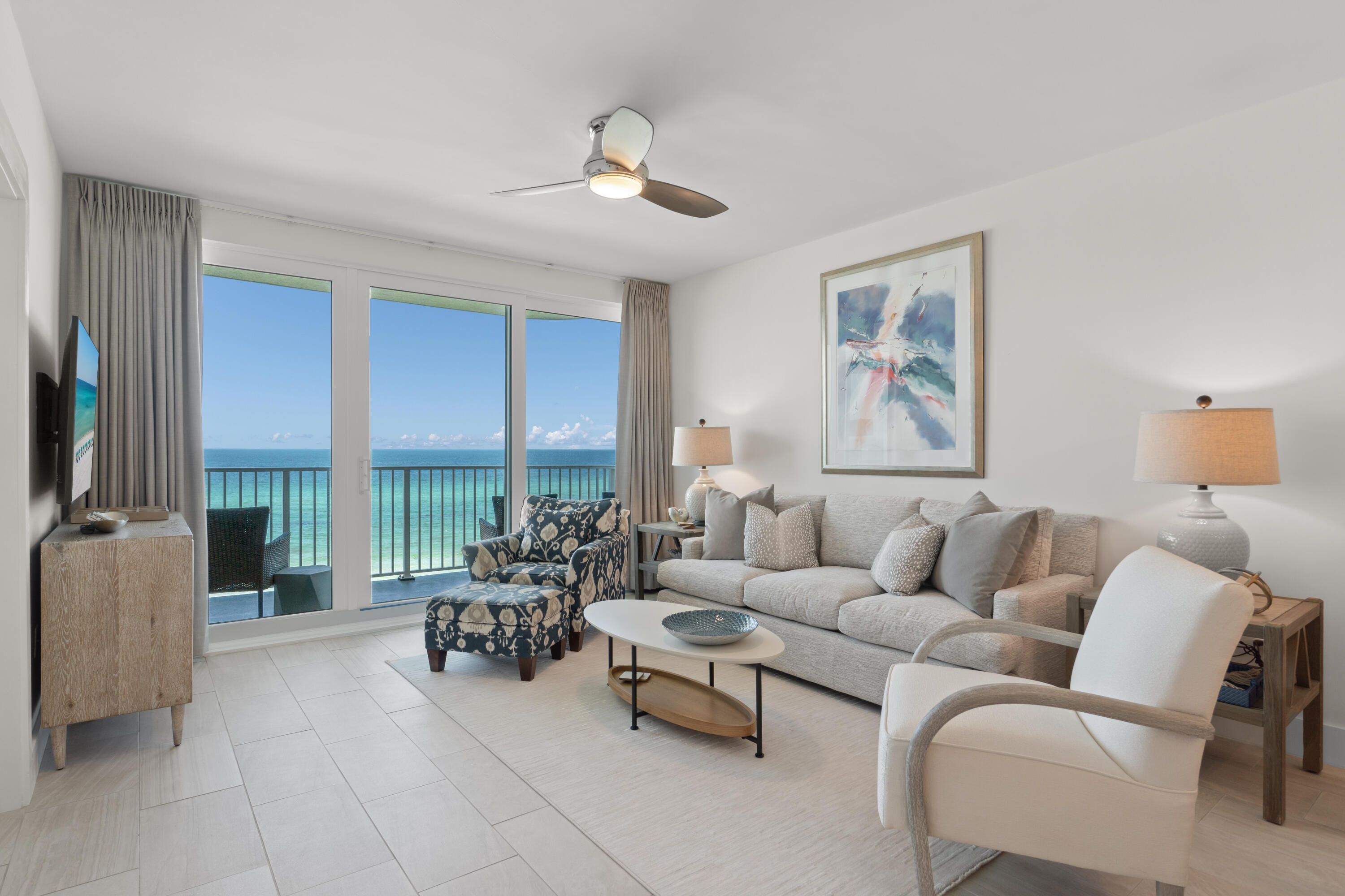Experience refined Gulf-front living at Tranquillity on 30A — an exclusive, low-density community in the heart of 30A's East End, ideally located between Alys Beach, Seacrest, and Rosemary. With only 20 residences, this serene and stylish complex offers unrivaled privacy and panoramic views of the Gulf and sunsets beyond.
Perched on a protected bluff above sugar-white sands and turquoise waters, the building's modern yet timeless architecture sets the tone for the sophisticated lifestyle within. Recently re-imagined from top to bottom, the property has undergone a complete transformation including: a new roof and gutters, fresh exterior paint, all new windows and doors, new balcony flooring and handrails, updated walkways, exterior lighting, lush landscaping, and comprehensive waterproofing.
Inside, a soothing coastal palette of soft whites and pale blue hues carries through three beautifully appointed bedrooms, including two King ensuites. The Gulf-front primary suite is a true retreat, featuring a spa-style bathroom with double vanities, dual showerheads, and a private water closet. A third bedroom and bath offer additional flexibility for guests or family.
The open kitchen is both functional and elegant, featuring natural stone countertops, a large island with extra storage, new appliances, shaker-style cabinetry, and a floor-to-ceiling pantry. An oversized laundry room with a new washer, dryer, and water heater adds convenience and value.
Additional highlights include a seasonally heated Gulf-front pool, elevator access, gated entry, one assigned parking space plus additional overflow parking, and a private, locked owner's storage closet. With no pending assessments, this turnkey residence offers exceptional value in one of 30A's most desirable enclaves.