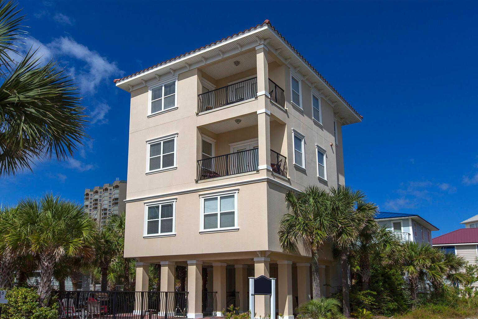 Under Contract ACCEPTING BACKUP OFFERS!   Enjoy the majestic sunrise and sunsets from covered balconies and located only one house to the beautiful emerald waters and white sands.  Great Miramar beach location this home features 5 bedrooms (two masters), 4 1/2 baths, (four full baths), this floorplan offers almost 3,000 square feet of custom luxury.  Freshly painted interior and loads of windows for natural lighting, the spacious living room with dining and open kitchen concept featuring granite countertops.  Other highlights include diagonal tile throughout for easy maintenance, 10 foot ceilings with crown molding, stainless steel appliances, custom cabinets and recent designer furnishings.  Enjoy your own private pool with wet bar area after a day on the beach. with wet bar area after a day on the beach. Literally steps to the beach and!!!!!!!!!!!!!!!!!!!!!!!!!!!!!!!!!!!!!!!!!!!!!!!!!!!!!!!!!!
NO HOA add to the check off list making this a great second home or powerful rental with over $149K already on the books in 2021, and 2022 reservations as well.  Offered fully furnished, with a few exceptions, located within minutes of Scenic Gulf Drive, close to Silver Sands Premium outlets, Baytowne Wharf and Grand Blvd for all your shopping, dining and entertainment desires.