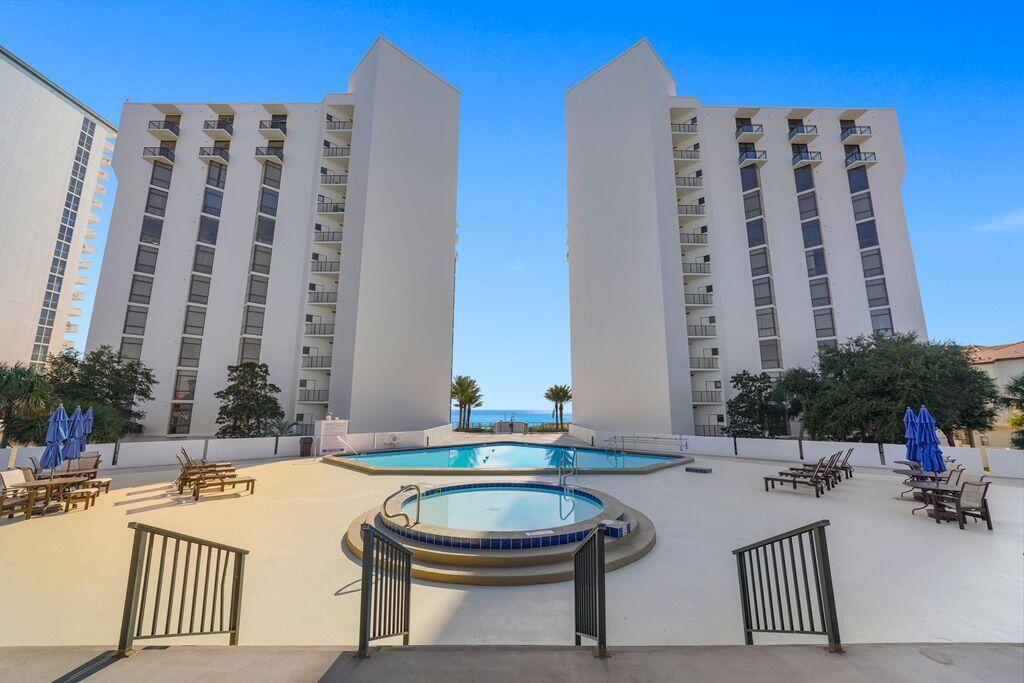 Welcome to coastal elegance at its finest in this beautifully updated 3-bedroom, 3.5-bath Gulf-front residence on the 8th floor of the prestigious, owner-only Regency Towers in Destin. This expansive condo captures breathtaking, unobstructed views of the Gulf of Mexico, offering the perfect blend of comfort, privacy, and luxury. Step inside to an open, light-filled living and dining area that flows seamlessly to a private balcony overlooking the sparkling emerald waters. Each bedroom features its own ensuite bath, providing exceptional comfort for family and guests. The Gulf-front primary suite offers panoramic water views, generous storage, and a spa-like bath designed for relaxation. Regency Towers is renowned for its exclusivity and peaceful, residential atmospherea true owners-only resort, free from the crowds and turnover of vacation rentals. Residents enjoy an unmatched collection of amenities, including 333 feet of private beach frontage, a rooftop heated swimming pool, rooftop hot tub, tennis courts, basketball court, shuffleboard, and a picnic pavilion with gas grills. Inside, owners appreciate a fitness center with sauna, game room with billiards, clubhouse, covered parking garage, and climate-controlled storage for each residence. The property also features concierge services, gated entry with 24-hour security, on-site security staff, and free WiFi throughout the community.