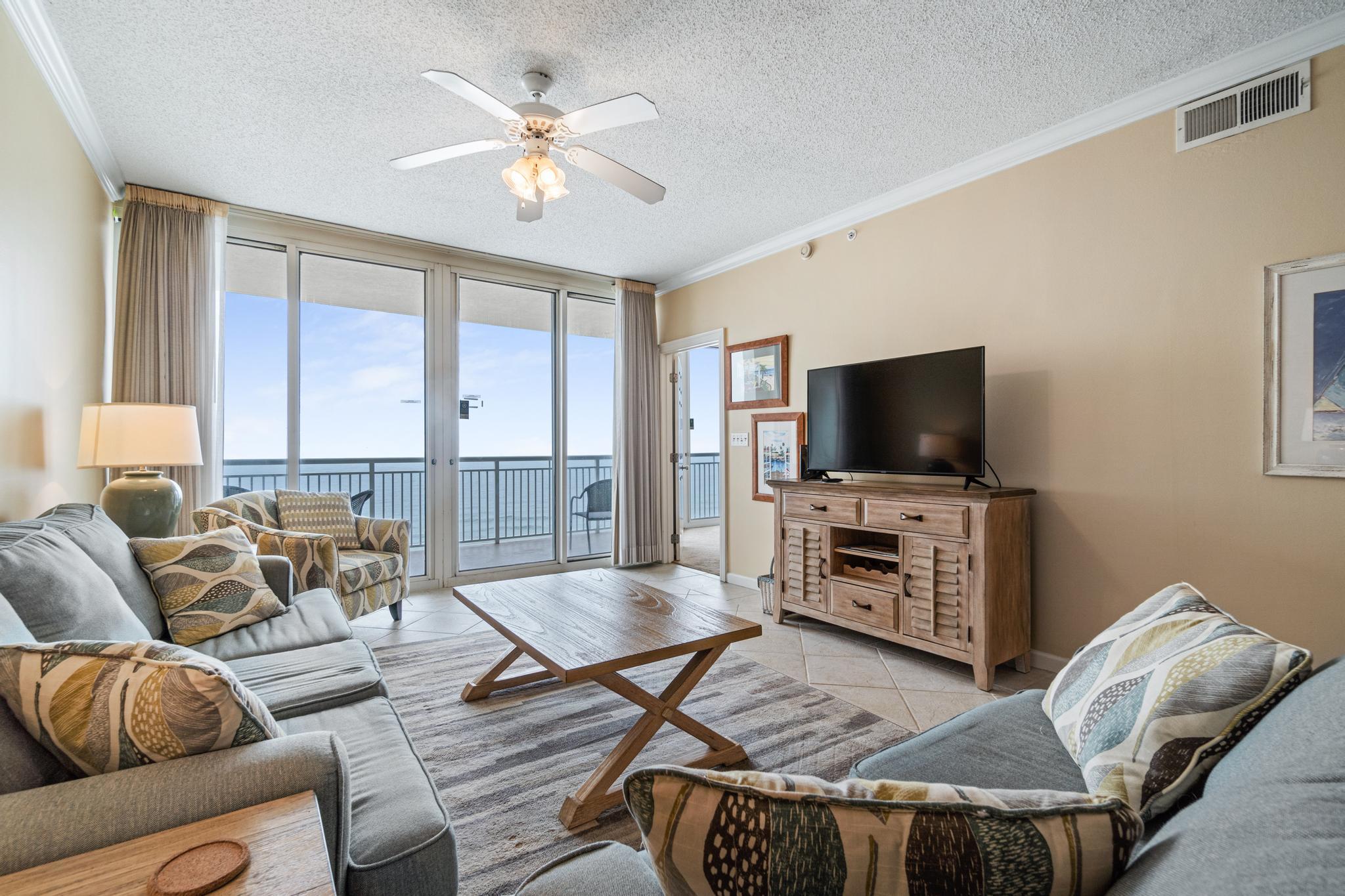 Beautiful, well-kept, 2 bedroom Gulf Front Condo on the 11th floor! Nice sized bedrooms, open living, dining and kitchen area. Gulf Front balcony to watch the sun rise and set everyday! Gulf views from the master bedroom, kitchen, dining and living areas. Unit is being sold completely furnished! The Pearl Of Navarre is gated with 2 swimming pools, private beach walk-over, work out facility, community room, grill/picnic area, and beautiful landscaping. Come check it out!