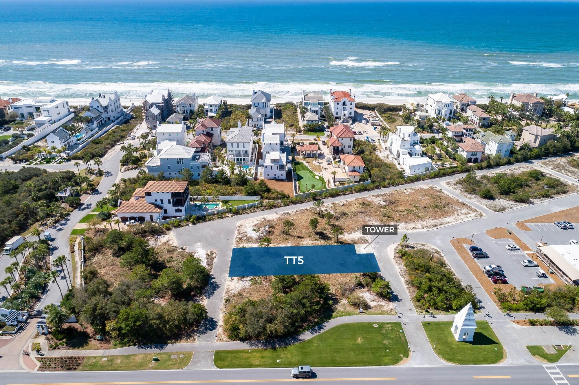 Welcome to Homesite TT5, this new custom homesite offering is one of the largest homesites south of Scenic Highway 30A in Alys Beach. This expansive property provides a captivating backdrop for your dream home. With endless design possibilities, TT5 offers a blank canvas to create a residence that reflects your unique style and preferences.
Homesite TT5 is only one of a few properties south of 30A that is allowed for a 3rd story tower room plus 4th story roof terrace further elevating this homesite above others.  Captivating views of the surrounding quintessential Alys Beach architecture and possible Gulf of Mexico views to be had from the roof terrace. Situated in close proximity to the private owners Beach Club, Zuma Fitness Center, and the vibrant retail aspects of the Alys Beach Town Center, homesite TT5 offers the perfect blend of convenience and exclusivity. Immerse yourself in the luxurious coastal lifestyle while enjoying easy access to world-class amenities.

The Seller recently commissioned Pure Architecture, renowned for their impeccable designs, who is currently designing architectural plans that will be conveyed with the sale of homesite TT5. 

Custom homesite TT5 is an exceptional opportunity for those with discerning taste. Here, you have the freedom to bring your design vision to life, ensuring that every detail of your dream home is crafted to perfection.

Indulge in the epitome of luxury living custom homesite TT5 offers in Alys Beach. Embrace the chance to create a home that reflects your personal style, surrounded by breathtaking natural beauty and unparalleled amenities. Don't miss out on this extraordinary opportunity to build your dream home in one of Florida's most coveted coastal communities. Contact us today to explore the endless possibilities that await you.