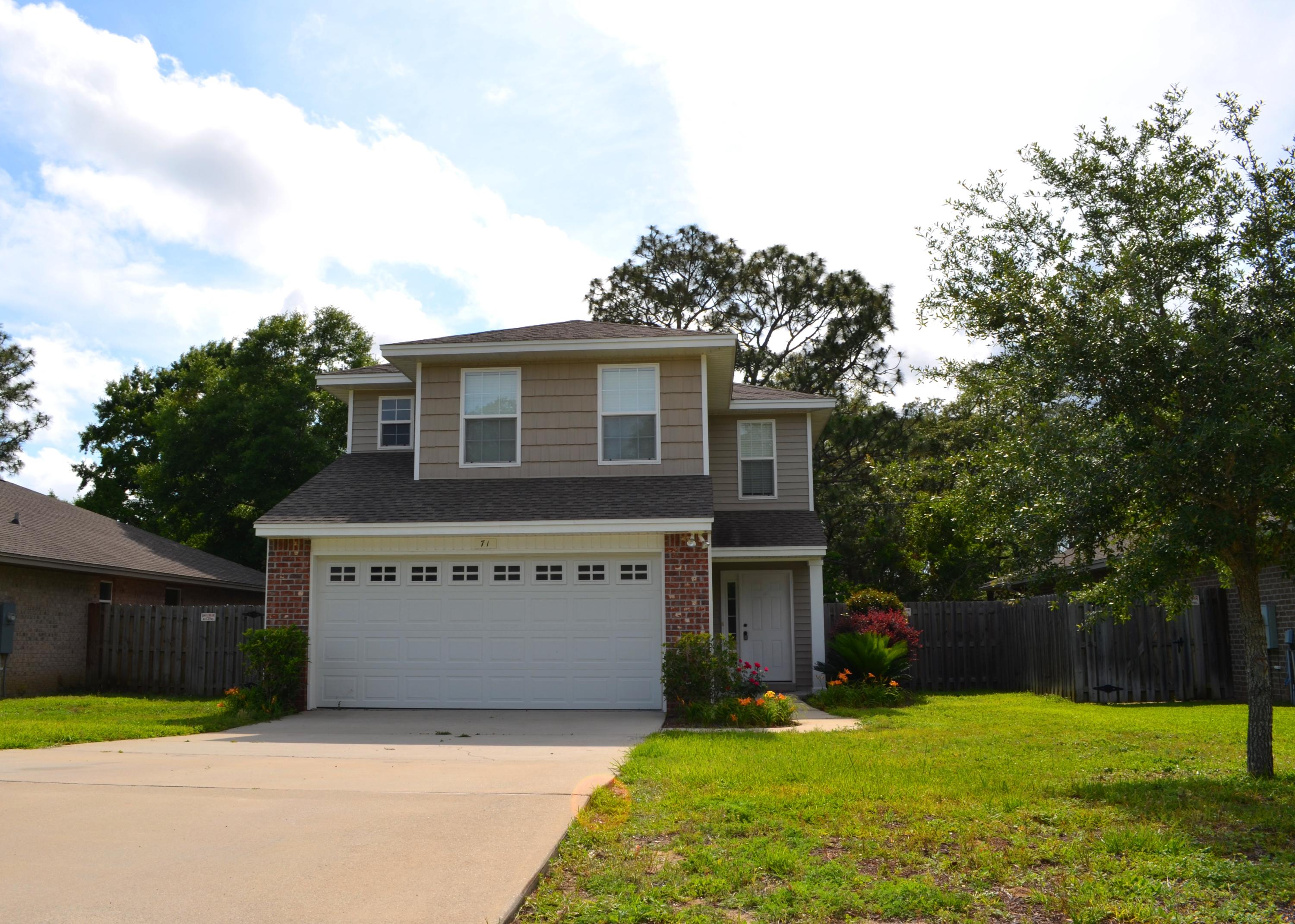 Two story 3 bedroom, 2.5 bath home in Shalimar. Convenient to both Eglin AFB and the back gate of Hurlburt Field. Tile floors downstairs. All 3 carpeted bedrooms are upstairs. Interior features include: Granite countertops, breakfast bar, flat top stove, stainless steel appliances, oversized walk in closet in master bedroom, fenced in backyard, covered patio, and plenty of parking. Sorry, pets are not negotiable. Availabe for move in on June 1st.