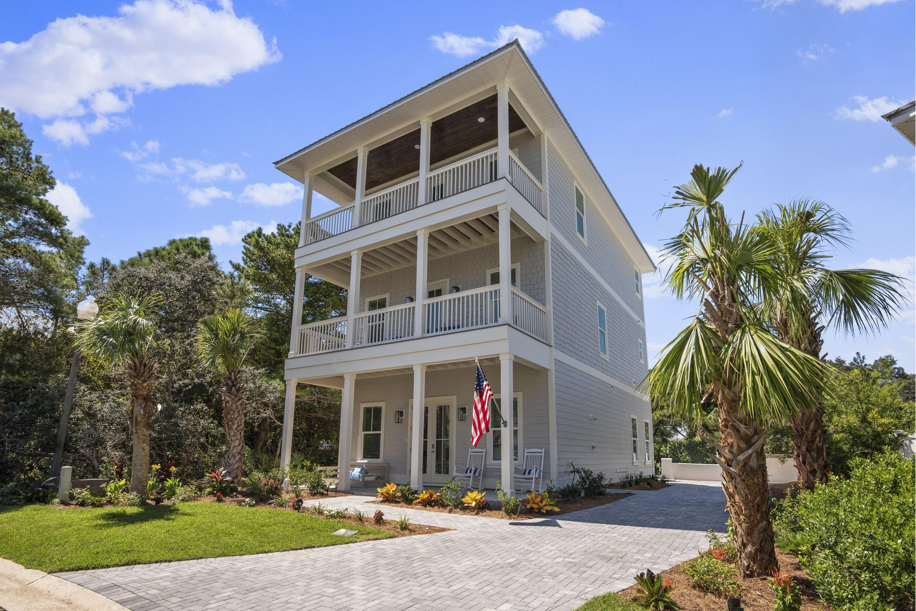 Experience the charm of 103 St Simon, a luxurious 5 bedroom, 4.5 bath getaway in Miramar Beach, built with comfort and style in mind. Spanning three levels and over 2,900 square feet, this beautifully appointed home is just a quick walk or golf cart ride from the pristine white sands of the Emerald Coast and includes a private beach access for Emerald Waters Village. **This home is being sold fully furnished with a golf cart.. Turnkey ready for your family vacations** As you step inside, you're welcomed by an open living space designed for both comfort and entertaining. The living room features a striking shiplap accent wall with a cozy fireplace to enjoy your evenings. Just off the main living area, a stylish wet bar complete with a sink and wine cooler makes hosting effortless. In the kitchen, elegant quartz countertops provide both beauty and durability, while coffered ceilings add architectural detail and character. The quartz island serves as both a prep space and gathering spot, featuring a built-in sink, microwave built into the island, and comfortable bar seating for casual dining or morning coffee convos. The kitchen is also equipped with stainless steel appliances, a professional-grade gas range, and a vented range hood perfect for cooking in. 

Step outside to your own private resort-style retreat! The fenced in backyard features a heated saltwater pool paired with a waterfall spa. A fire pit lounge with comfortable seating invites late-night conversations, while the gas grill and outdoor dining area make it easy to enjoy meals in the open air. Framed by palm trees and lush landscaping, the space offers a peaceful, tropical backdrop perfect for both lively gatherings and quiet afternoons by the water.

On the second floor, two queen bedrooms and a custom-designed bunk room (with pacman machine) are well-suited for families or groups. The laundry is conveniently located near all of the bedrooms. Home comes with a tankless gas Ranai for unlimited hot water for large groups. 

On the third floor, there are two spacious king suites which include private ensuite bathrooms and covered porches. The main master bath features a clean, modern design with high-end finishes throughout. A freestanding soaking tub is positioned beneath two windows, bringing in natural light and offering a relaxing place to unwind. Next to it, a frameless glass walk-in shower includes marble-look porcelain tile, a built-in niche for storage, and a mosaic accent wall for added detail. The bathroom also offers separate his and her sinks with quartz countertops. 

103 Saint Simon is the perfect second home for families with great rental numbers and projections. Schedule your showing today!


**Furnishings may have a few slight differences than the photos (I.e. bed coverings, etc) **