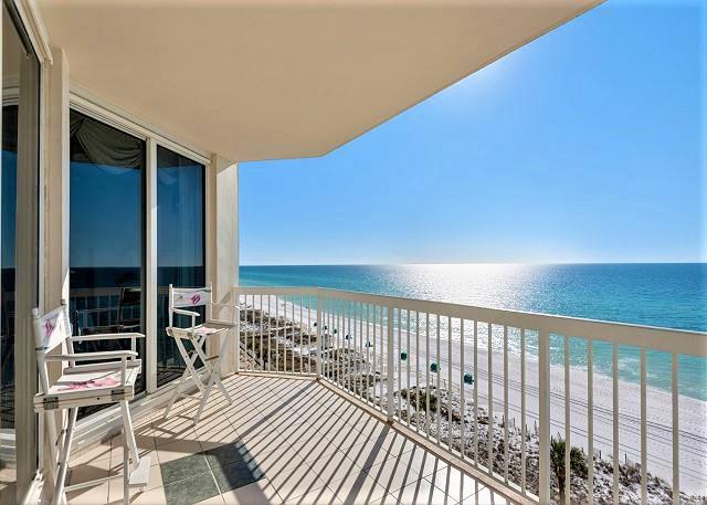 Over $60,000 in Rental Projections for similar properties. This is a 2 bedroom/2 bath unit! This Gulf front property boasts a spacious kitchen, NEW TV'S, NEW LIVING ROOM FURNITURE, incredible GULF VIEWS from every room in the condo, deeded covered parking space and private Owner's storage closet. You can enjoy your morning coffee off your own private balcony overlooking the beach watching the sunrise.  The Master Bedroom has an en suite with double vanities and a jacuzzi tub for relaxing in after a long day.  Silver Beach Towers is one of the absolute highest quality communities anywhere along the Emerald Coast with a mixture of primary homes, secondary homes and investment properties on short-term rental programs.  These units go fast once they hit the market! Amenities include over 600 feet of white sandy beaches, two beach side pools with two hot tubs, an outdoor grilling area, a basketball court, a tennis court, alongside the covered parking provided for owners and guest. Dining, shopping and recreation are all within walking distance. Buyer to verify all dimensions.