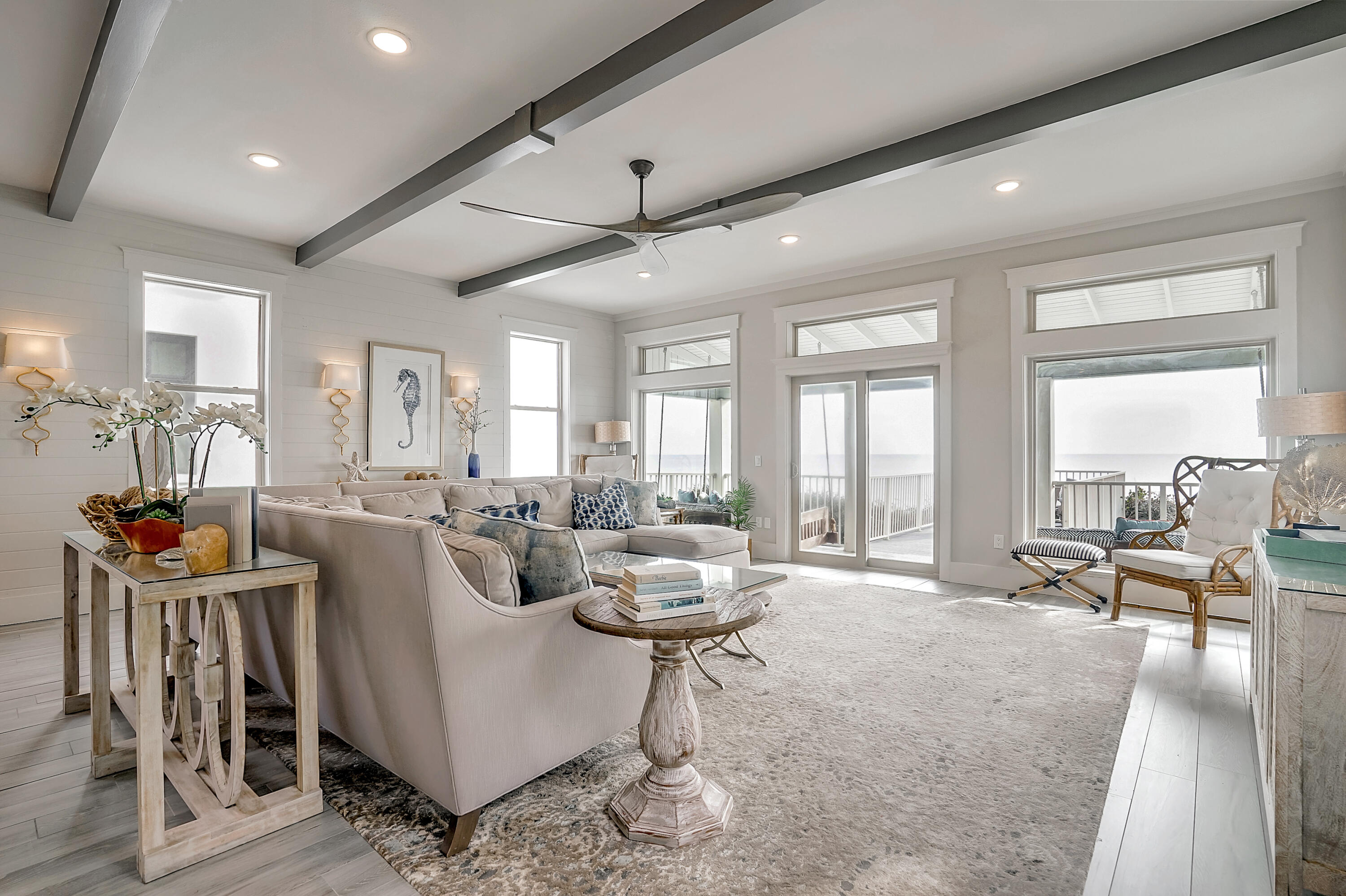 'Kiwi Kastle' is a remarkable gulf front home in the highly sought after community of Water's Edge. This small gated community South of 30A is located just steps from Rosemary Beach, ALYS Beach, and Seacrest Beach. This home, with its own gulf front private pool,  captures the elegant backdrop of the white sand beaches paired with emerald green waters of the Gulf of Mexico. On the first floor, you will find 4 bedrooms: a Gulf front Master with French doors leading to the pool, 2 King bedrooms, a double bunk room, & a laundry.Second floor has expansive living, dining, kitchen area with stunning Gulf views.The second floor has a large balcony provides both sun and shade for everyone's favorite outdoor relaxing area. The 3rd floor is your own private master suite with a large balcony to catch the masterful sunrises and breathtaking sunsets. Strong rental history, with a YTD of $403k gross, "Kiwi Kastle" makes it a superb investment or perfect second home for large families or entertaining family and friends.