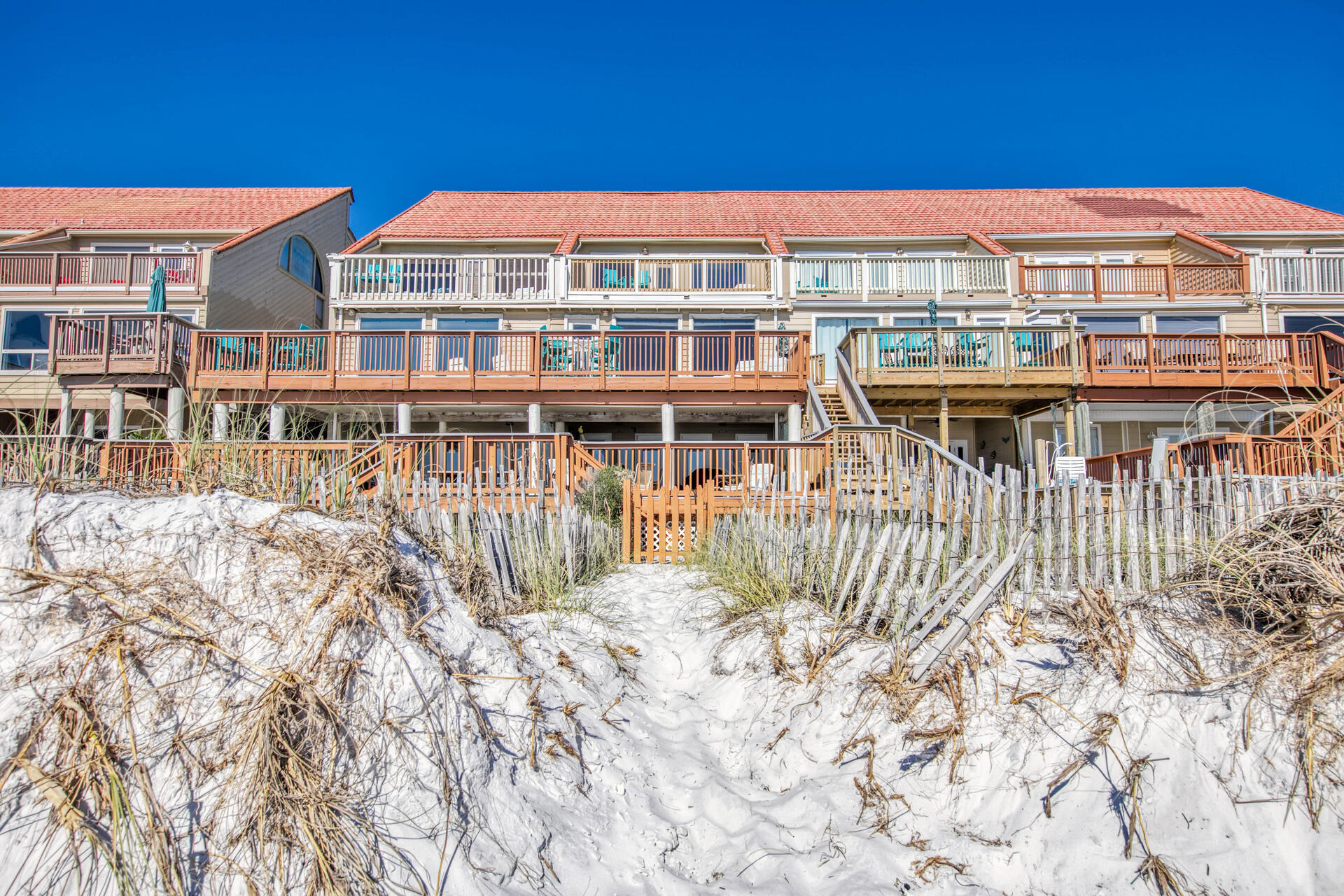 $150,673 VERIFIABLE 2019 INCOME (Gross B4 taxes/cleaning) W/EXCLUSIVE, PRIVATE BEACH FOR OWNER & THEIR GUESTS ONLY! 143K income during COVID! REAL performance & REAL numbers so now's the time to secure this Gulf front powerhouse W/GIANT 20X35 private deck that steps you directly onto your OWN PRIVATE BEACH W/SECURITY GUARD as opposed to other properties which offer ''private beach access.''  Offering stunning Gulf views from almost every room & the capability to sleep 23, live the Gulf front lifestyle you've always dreamed of while generating income when you're not there.  Offering 5 BRs plus a bunk room there's room for everyone. Wake up to crashing waves & enjoy your morning coffee from the 2nd large 20x10 deck off Master.  The ocean level 2nd living area & kitchenette flow effortlessly onto the giant Gulf front lower deck ideal for entertaining. new HVACs & new from the main level to the beach (Currently being built.) provide peace of mind. Designed to accommodate large groups, this powerhouse beach rental is being sold fully furnished and turn key ready. Located in the heart of Destin, this Gulf front Home is close to fantastic restaurants, shopping, tennis & golf.