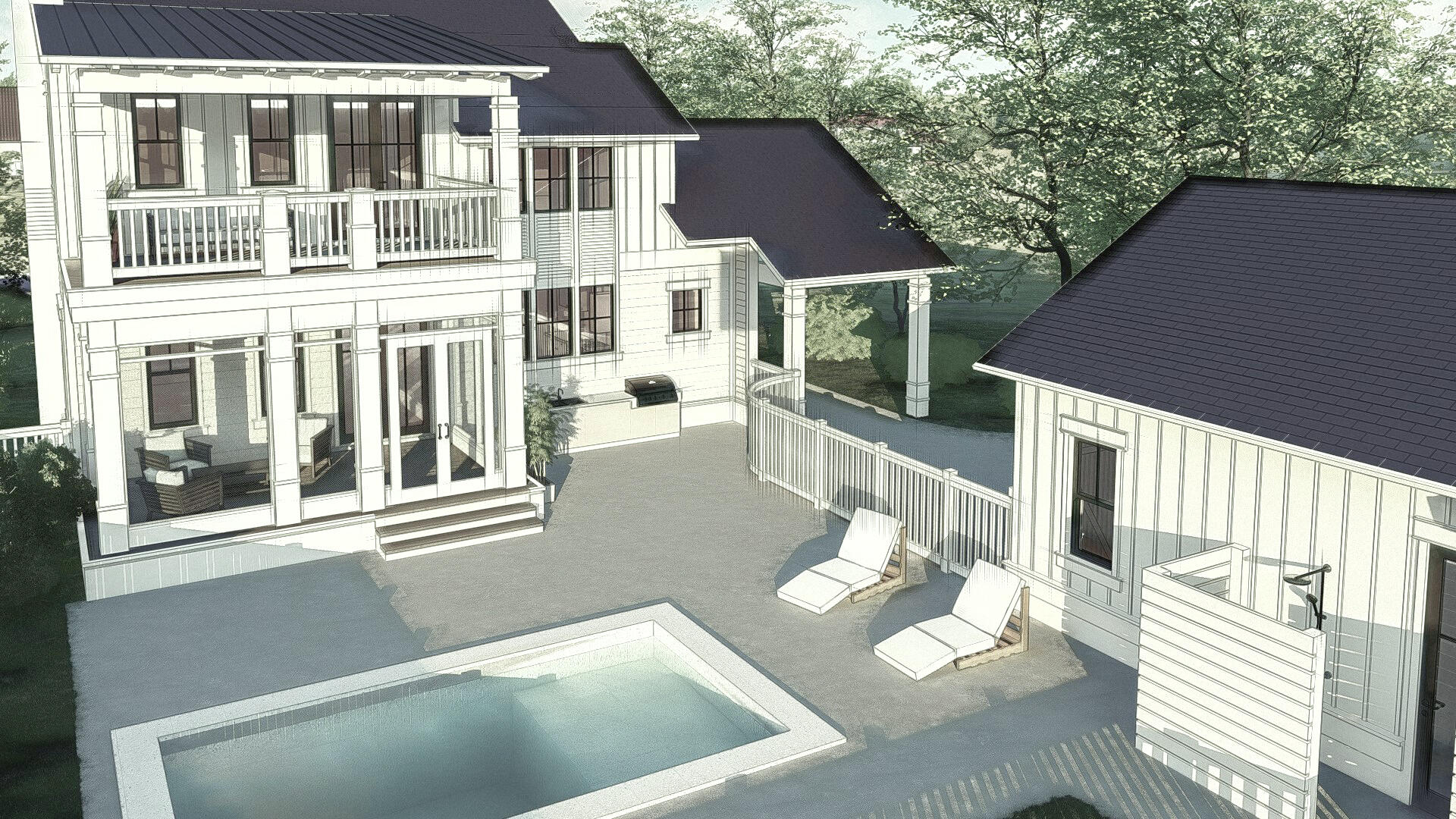 Introducing the Odell floor plan built by the Arkon Group located within the Greenway phase of Watersound Origins.  This beautiful, coastal-style home features 4 bedrooms including a Primary suite on both first and second floors, 4.5 bathrooms, home office, upstairs den, 2-car detached garage + carport, plenty of outdoor living space with screened-in lanai & custom wood ceiling, summer kitchen, outdoor shower, cabana w/ fireplace + expanded PRIVATE POOL w/ sun shelf and spa! Luxury finishes include wire-brushed hardwood flooring, quartz countertops, living room fireplace, unique tile in each bathroom, shiplap accents, stainless Wolf stove, Sub-Zero refrigerator, Bosch microwave drawer and dishwasher, beautiful front porch gas lanterns and more! Estimated completion is end of summer 2023. The Watersound Origins community is a wonderful neighborhood full of amenities including the Village Commons pool & fitness center, sports courts, miles of nature trails, dock access to Lake Powell, unlimited golf and much more. A new amenity expansion is planned to add a second family pool, playground, splash pad and more exciting additions! **Pricing for inventory homes include lot premiums and may include optional upgrades. Added options/upgrades and pricing are subject to change. Please check with your Watersound Origins Sales representative for the latest upgrades and pricing for this home.