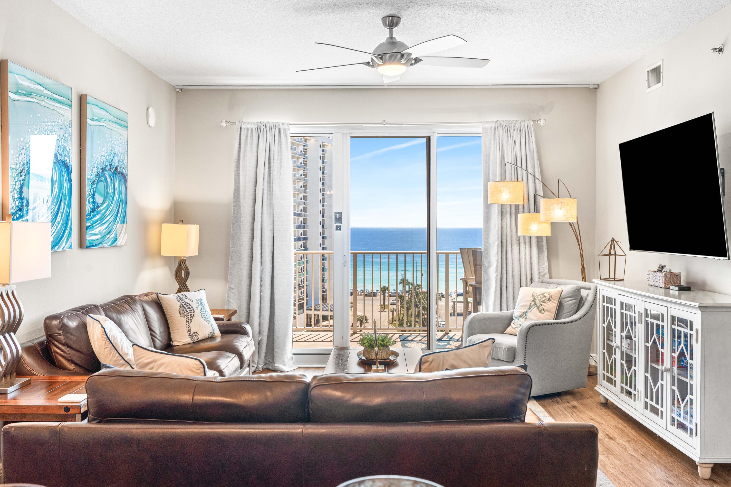Welcome to your dream coastal retreat on the 9th floor of one of Miramar Beach's most sought-after resort communities. This beautifully appointed 2-bedroom, 2-bathroom condo offers breathtaking Gulf views from not one, but two private balconies -- the living area and the master bedroom. Positioned at the perfect height, you'll enjoy sweeping panoramas of emerald waters and sugar-white sand every single day.

This move-in-ready gem is sold fully furnished with tasteful new furniture and contemporary decor throughout. The kitchen boasts elegant granite countertops, freshly painted cabinets, and gleaming stainless steel appliances, all complemented by soaring 9-foot ceilings that flood the space with natural light. Recent updates include a new hot water heater and luxury vinyl flooring in the living and dining room areas.

Living at Seascape Resort means indulging in a world-class lifestyle. Residents enjoy access to five sparkling pools, six tennis courts, six pickleball courts, a championship golf course, and an impressive 2,000 feet of dedicated beachfront. 

Whether you're seeking a profitable short-term rental, a relaxing second home, or a full-time coastal residence, this property delivers on every front. The HOA covers all utilities except for electricity.

Don't miss this rare opportunity to own a slice of paradise along Florida's stunning Emerald Coast. Schedule your private showing today!