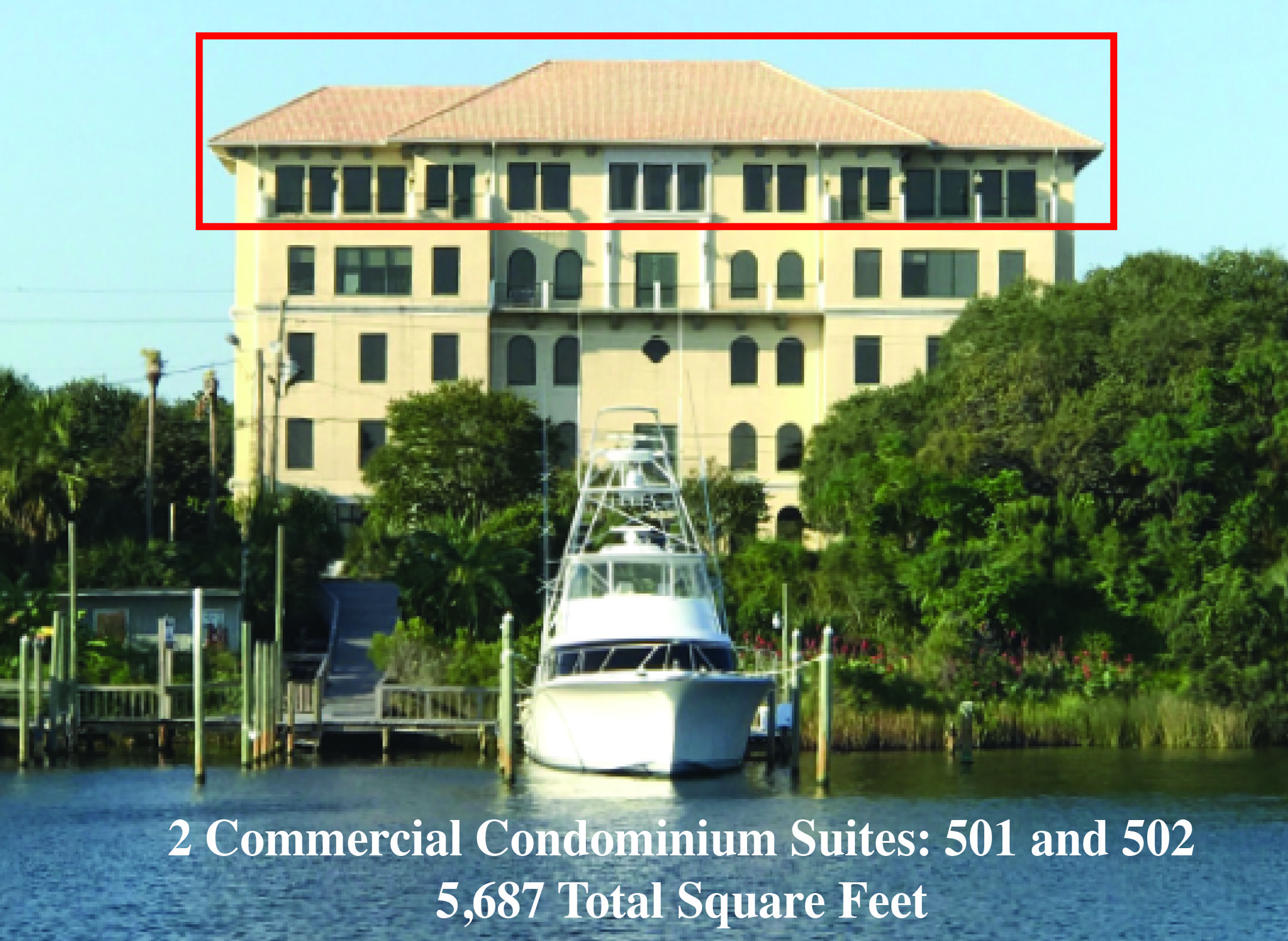 The view and office space every executive dreams of for their corporate image. Picture your office overlooking Destin's tranquil harbor in this Penthouse office space with views of the Destin East Pass, Destin harbor and the Gulf of Mexico in the Pier 98 Office Complex. This enviable office space consists of 2 condominium units with glass office enclosures, large conference rooms, upscale reception areas, private restrooms and a kitchen. The penthouse office spaces include 2 outdoor balconies overlooking Destin's harbor and furniture, and office accouterments will be included in the sale, as noted. Property features a covered parking garage and convenient Northwest Florida location in the heart of the Emerald Coast. Penthouse Office, with combined units 501 and 502 are a total square footage of 5687 of Class A office space.  See the documents section of the listing of the layouts and the FF&E that will convey in an acceptable offer.

Don't wait to schedule a private showing.  This desirable space will sell quickly.