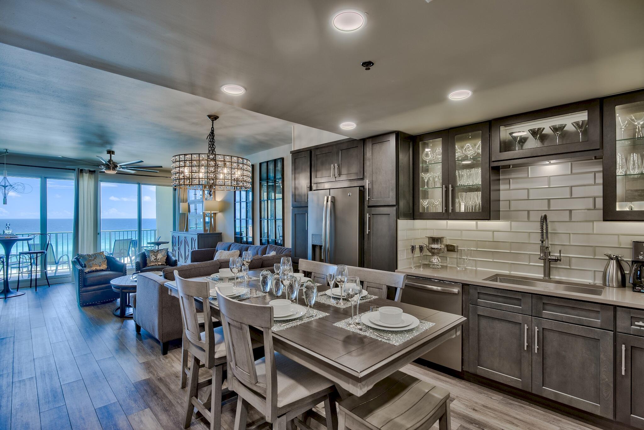 Slip Aweigh is a high-end, unique  5th floor Gulf View condo in the highly sought after  Leeward Keys with stunning views of the Gulf and beach!  Completely renovated.   There are 2 king bedrooms and 2 baths (fully tiled, granite counters and custom walk-in showers).  The kitchen features granite countertops, glass cabinets and stainless appliances.  The breakfast bar has been replaced with an open kitchen, allowing a murphy bed in living room vs sleeper sofa.   This unit is a great vacation rental with gross rental revenue in 2021 at $87K, 2022 at $94K and current 2023 at $33K (see documents).  This  unit is a perfect vacation rental, 2nd home or permanent residence.  Listing agent is related to the Seller.  Owners, and owner family,  are allowed pets.   Check document section