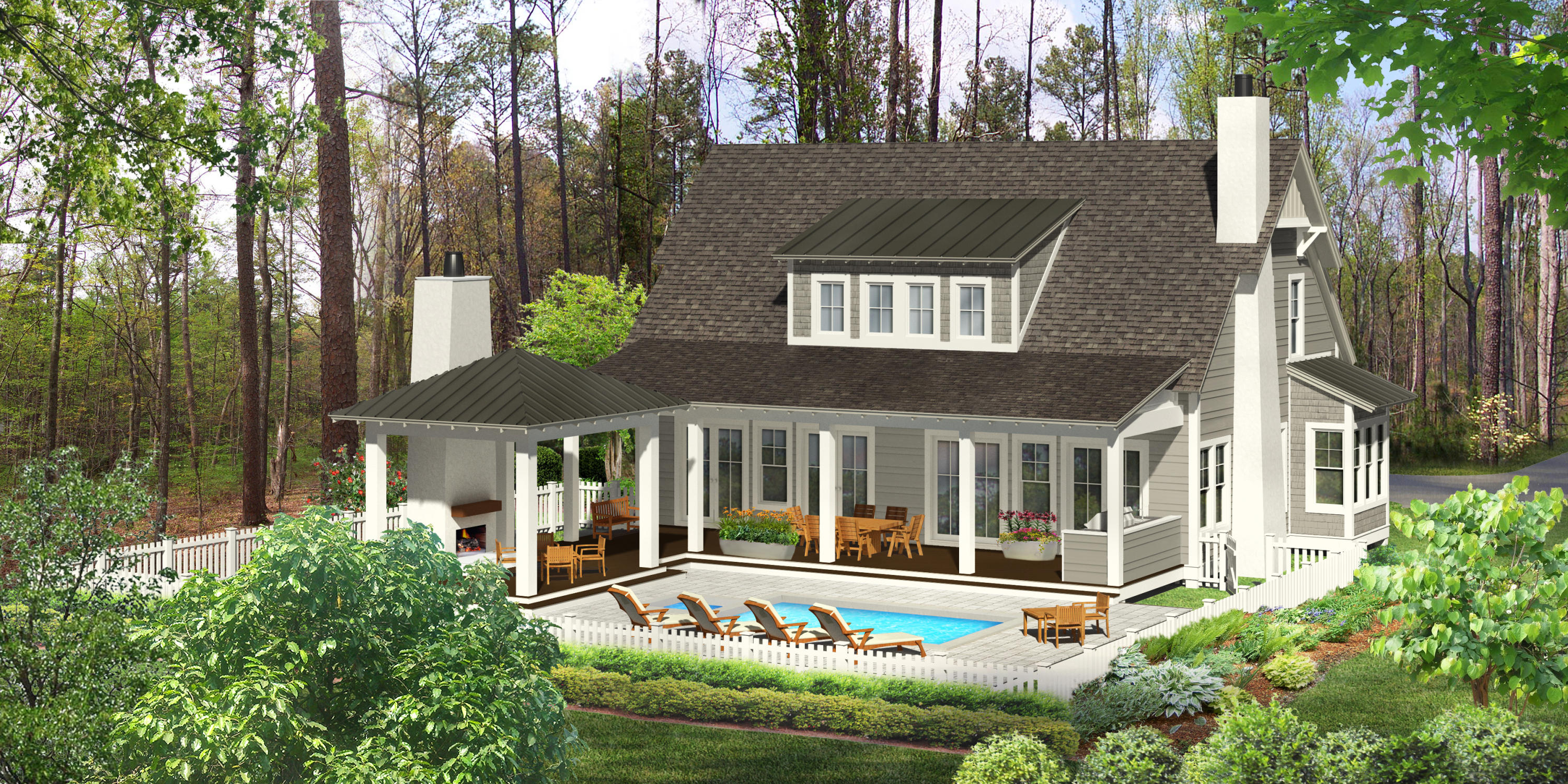 Entered for comp purposes only. The Weatherly plan boasts an abundance of outdoor living space, with 2 covered porches, cabana with fireplace, summer kitchen, and a private pool + spa! This plan offers 5 bedrooms, 5.5 baths, bunk room, and a 2-car garage and carriage.  Featuring a first floor Master Suite with 3 bedrooms upstairs and a bunk room, this thoughtfully designed floor plan offers plenty of space for family and guests. Interior features include quartz countertops in kitchen, Carrera marble counters in baths and utility, solid core doors, engineered wire-brush hardwood flooring in living areas and master with porcelain tile in bath and more!