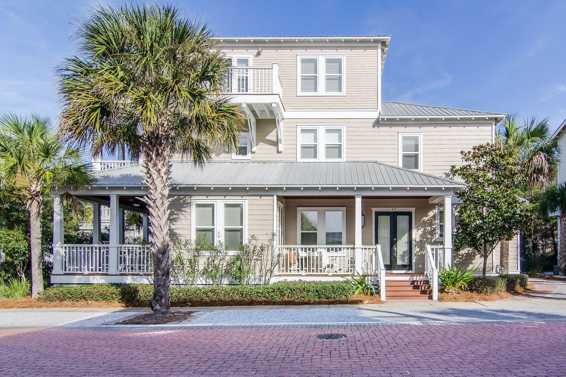 Well-Positioned Vacation Retreat in Seacrest Beach.  2022 Rental Projection $183,470. Perfectly positioned on the east end of 30A, this stunning three-story, five-bed, three-and-a-half-bath home more than capitalizes on its excellent location. The home is a short walk to fine dining, shopping and live entertainment in Peddler's Pavilion and Rosemary and Alys Beaches. This beautifully furnished home is located just steps away from the luxury 12,000-square-foot lagoon pool and fewer than 500 yards from a deeded beach access. This 2,903-sq.-ft. residence features two master bedrooms with en suite baths, great for multiple families vacationing together or as a second home with accommodations for guests. Situated in the front of the neighborhood on one of four green spaces in Seacrest Beach, the first floor features a spacious outdoor dining and entertaining area with a full kitchen including gas grill, refrigerator, stainless steel sink and ice maker. A light and bright, recently remodeled kitchen, with stainless steel appliances, flows into a living and dining area with a custom-made table that allows for large gatherings and late-night games. Three covered porches and two sun decks add the perfect place to unwind after a day in the sun. The third floor includes a loft that is a fun hangout space for children and teenagers with two sun decks facing south and west. Sold fully furnished, vacation rental-ready for a turn-key luxury investment. 

Notable recent updates include: 
Granite counters and subway tile back splash (2021) 
Custom kitchen cabinets (2021) 
LVP flooring on the third floor (2021) 
Trex decking on two third-floor sundecks (2021) 
Trex decking off second-floor master suite (2021) 
LVP flooring throughout the first floor (2021) 
Two water heaters (2021) 
Microwave (2021) 
Enclosure of outdoor shower (2021) 
Dryer (2021) 
Dishwasher (2019) 
Refrigerator (2019) 
All new mattresses (2020) 
Exterior paint (2020) 
Encapsulated crawl space with whole-home dehumidifier (2020) Second-floor and third-floor AC with smart thermostat (2020) 
New washer (2019) 
First-floor AC with smart thermostat (2018) 
Free-standing ice maker (2018) 
Stove (2018) 
And, the Polywood outdoor furniture has been recently replaced. 

Established in 1996, Seacrest Beach is a popular destination for those longing to experience the breathtaking beauty, palm-lined streets and a laid-back beach lifestyle with over 1.35 miles of shaded walking trails winding through the community. The resort-style pool area includes the Seacrest Cafe and an amphitheater, for year-round entertainment including concerts, private events and daytime activities.