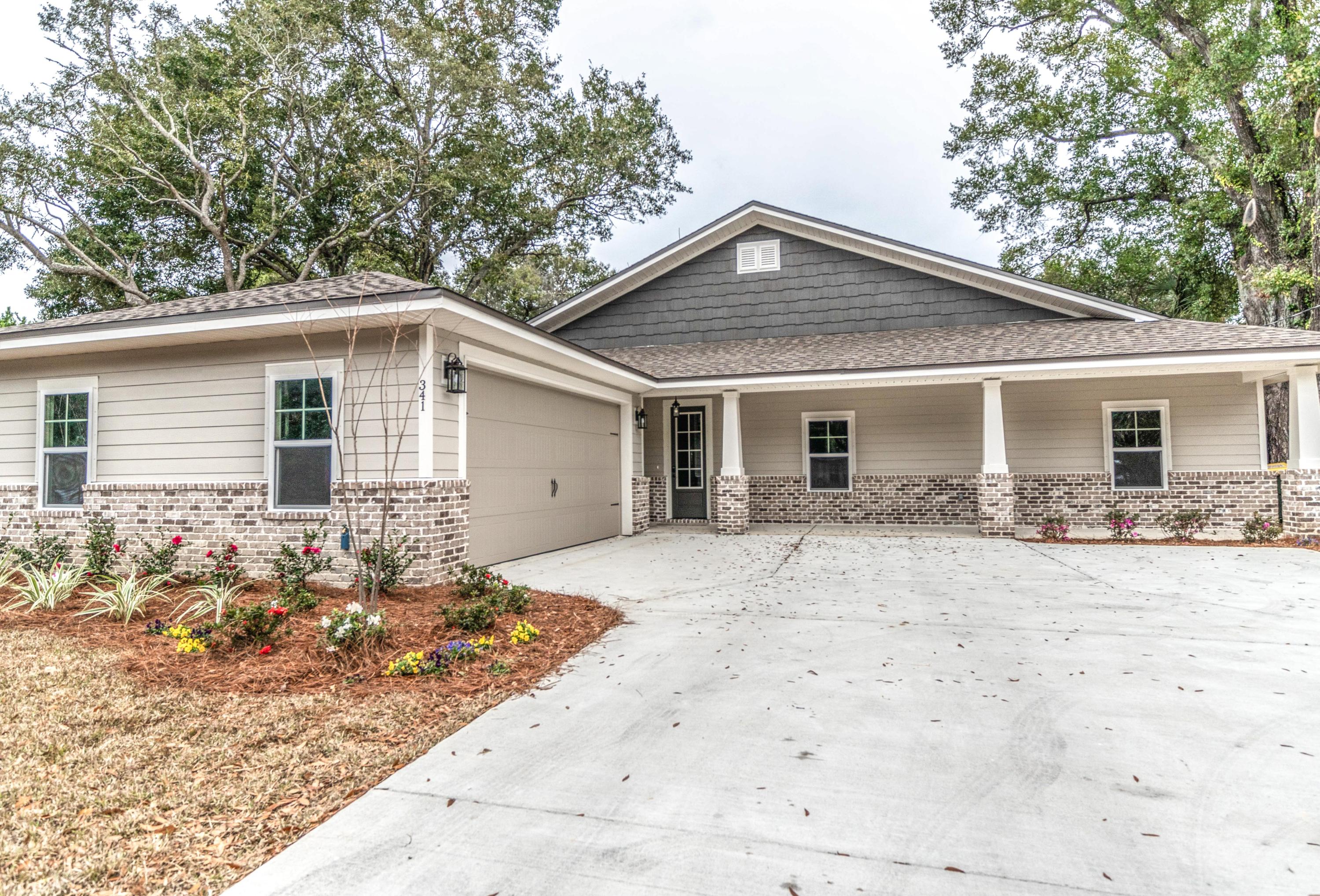 Why spend time driving all over to work, beach, shopping, or Destin? This BRAND NEW construction home features 4 bedroom 3 bath and is located in the Elliott Point neighborhood. It,s location puts it minutes away from the Bases, schools, shopping and the beaches of the Gulf. . The high ceilings, and many windows in the open floor plan keeps the area very light. The kitchen will have a full compliment of stainless steel appliances, granite counter tops,, farm style single tub sink., oversize pantry, soft close drawers and cupboards and plenty of cabinetry. Its central location allows for anyone in the kitchen to converse with family or guests in the Great Room and or Dining room. The flooring in the kitchen, Great room, dining room and laundry is a wood finish premium grade vinyl plank. off the foyer is a bedroom / office with access to a 3/4 tiled bathroom. two additional well sized bedrooms are down the hall with carpeting as well. The Master bedroom suite has views of the large back yard. The Master bathroom features double walk in closets, a double vanity sink, separate soaking tub as well as oversize shower with glass enclosure. The building lot itself is quite large with old trees to giving a peaceful view of the privacy fenced backyard. Premium landscaping with an irrigation system frames the elegance of this lovely home. Parks, tennis courts, great schools are nearby. This is the perfect home to raise your family in and enjoy life. The new construction is very energy efficient, giving you low energy bills and also low insurance rates. Put this all together and this is a perfect home for you. Completion is scheduled for early to mid December.