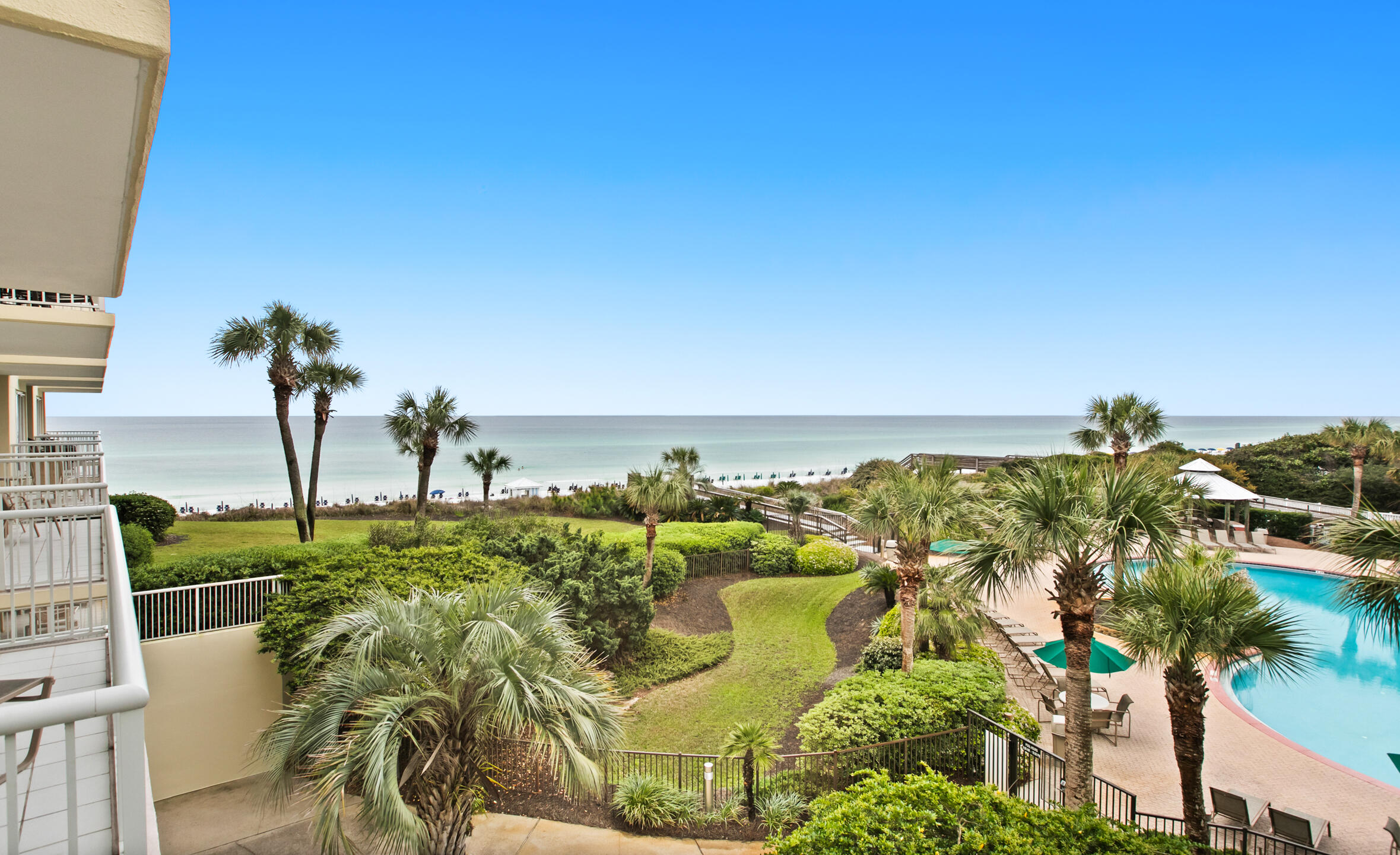 A truly beautiful and rare 3 bedroom unit at The Crescent, a 68 unit property, conveniently located in Miramar Beach.  You can see the sandy beach from this location! This stunning unit has many modern touches, giving the condo a calm, beachy, and elegant atmosphere. Attractive beadboard wainscoting, wall mounted TVs in all bedrooms and living room, upgraded LVP flooring in bedrooms, and elevated guest bathrooms lend to the contemporary feel of this stylish unit.  Master bath includes a custom tile shower, separate garden tub, granite countertops, and guest baths have quartz countertops and upgraded tub showers.  Step onto the inviting outdoor living area that is your private balcony, with plenty of comfortable seating for your enjoyment.  Unit grossed $67,000 in 2023 with Blue Swell.