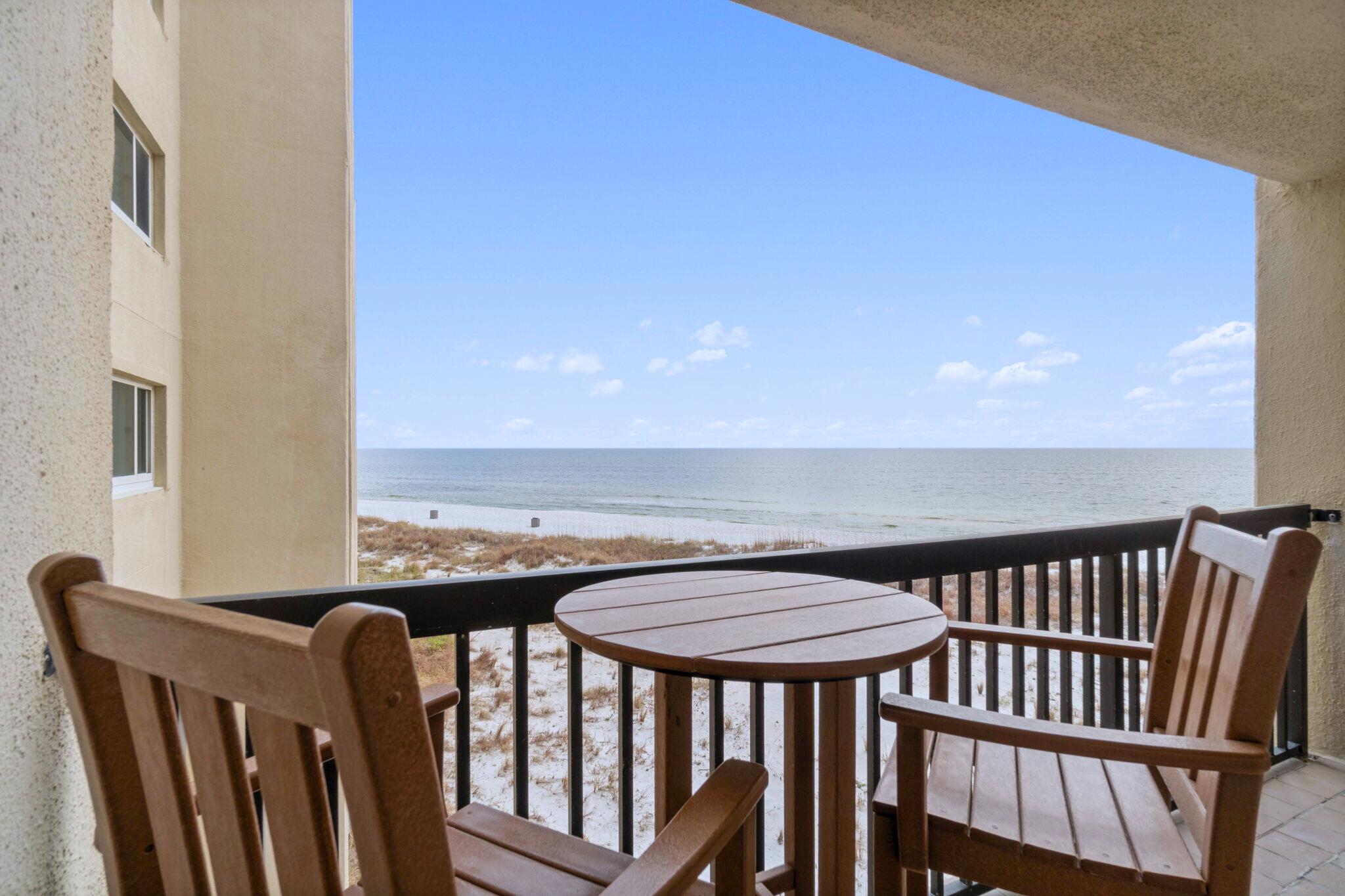 Rarely available 1-bedroom residence in the highly sought-after mid-rise buildings at Pinnacle Port. This renovated 1-bedroom, 1-bath condo offers fantastic Gulf views and a fresh, coastal-inspired interior. The residence features luxury vinyl plank flooring throughout (with tile in the bath), a spacious kitchen with newer cabinetry and granite countertops, and an updated bathroom. These 1-bedroom units are well suited for a second home or rental investment. Pinnacle Port is set on 25+ acres, offering over a quarter-mile of beach, and is uniquely positioned between the Gulf of Mexico, Lake Powell, and an adjacent state park, creating a rare blend of privacy and natural beauty.