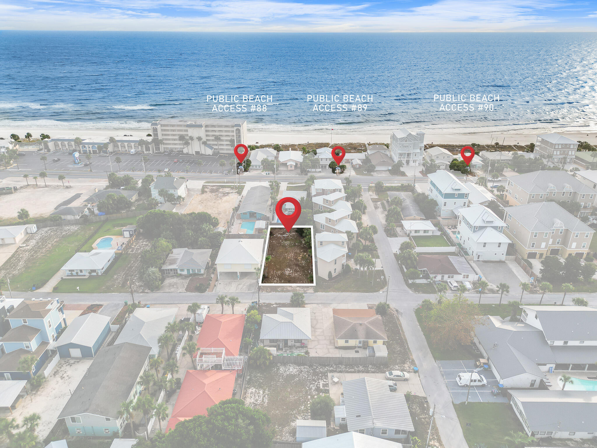 This lot offers building flexibility due to favorable SR-1 zoning and it is located within 1 block of multiple public beach access points. SR-1 zoning allows for building up to 60 feet, and nearby buildings have Gulf horizon views from the second floor so this means you could build your dream home with multiple floors of Gulf views if you desire.

21917 Belgrade Ave is located in the highly desirable West End of Panama City Beach, which is quickly becoming a tourist hot spot due to its its ample public beach access points, low traffic, and its convenient proximity to both 30A (4 miles West) and Panama City Beach (Pier Park is 7 miles East).

It is located in the quaint community of Kiska beach, which is popular for short-term rentals and full-time residents alike due to the low density of the neighborhood, ease of beach access, convenience to the 30A and PCB areas, and the overall safety of the golf cart friendly community.

This lot has already been cleared of its previous structures, saving you the time and trouble of clearing it yourself. It encompasses .143 acres on a 50x125 foot footprint. 

Buyer will need to verify if any infrastructure already exists on the property. A survey has been included in the property docs from the previous purchase. 

SR-1 zoning allows for 60 feet building height, allows multi-residential structures, and has short-term rentals codified into allotted uses. (verify if important)
