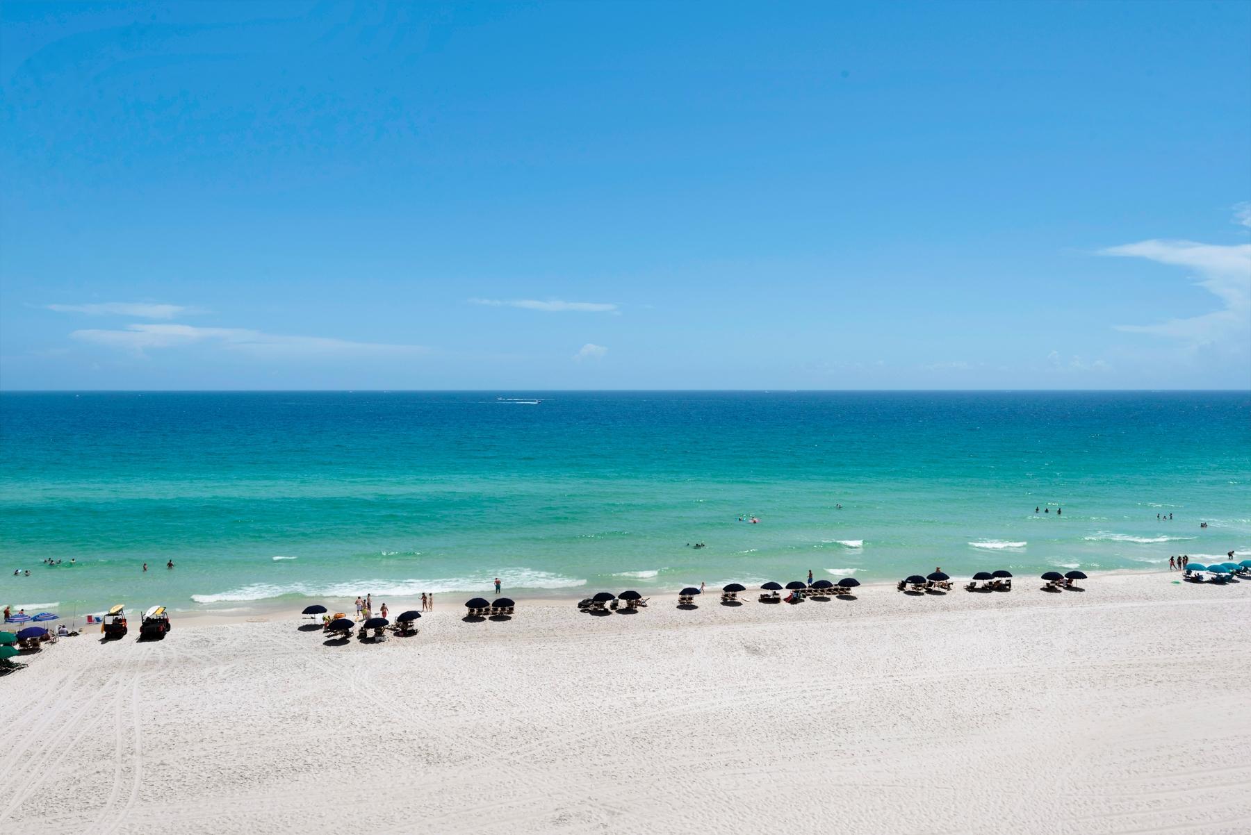 Rare opportunity to own a Gulf front facing unit on the 6th floor in the sought after non-rental building of Regency Towers! This condo has been completely renovated and is among one of the nicest in the building. You must see this property in person to truly appreciate all it has to offerleaving no detail left unattended. The wide open floor plan provides gorgeous Gulf views from wherever you are in the unit. Appointments include beautiful Travertine floors and marble & granite counter tops, bathrooms in all of the bedrooms, a convenient half bath for guests, designer furnishings throughout and so much more. In addition, there are 150mph German impact-resistant glass windows and doors facing the gulf for maximum protection.  Regency Towers offers Owners a gated community with: 24 hr security, 333 ft. of private beach frontage, pool w/ gulf views, kiddie pool, Clubhouse with granite & stainless steel kitchen, basketball court, shuffle board, fitness room, sauna, and game room with pool & ping pong. Owners also enjoy a dedicated parking space and an additional storage closest. Do not miss out on this incredible opportunity to own a luxurious Gulf front condo in the exclusive Regency Towers!