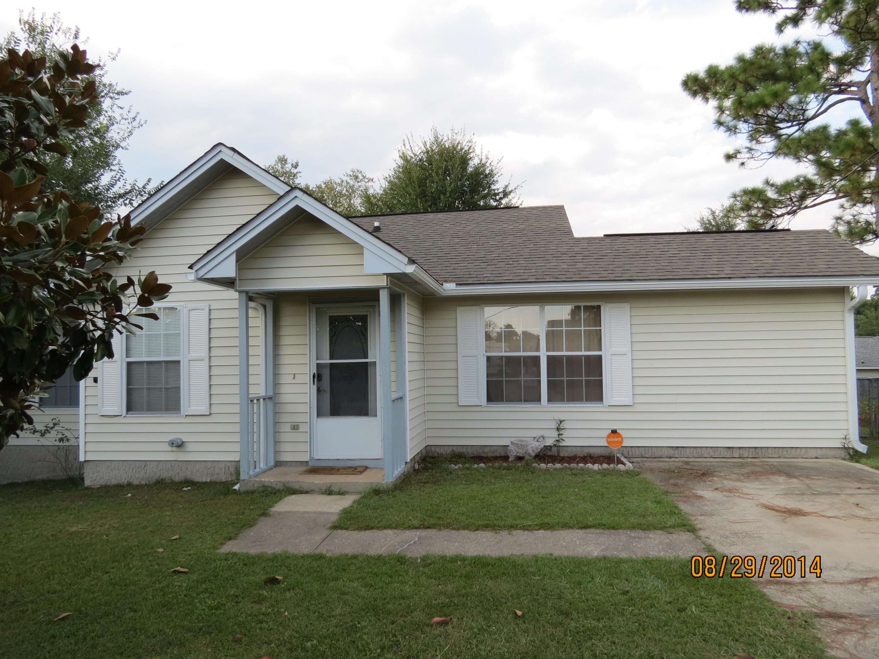 Available 09/02/2016.....Cute Florida Cottage South of I-10.......3/2 Floor plan features easy commute to bases, beaches and shopping. Galley kitchen, dining room, and ceramic tile. Spacious bedrooms and large closets. Fenced back yard with large deck that is perfect for outdoor grilling and entertaining. Small yard building for lawn supplies. No inside smoking. Pets will be allowed with a $400 non-refundable pet fee and owner approval. Home is being painted and a few renovations.