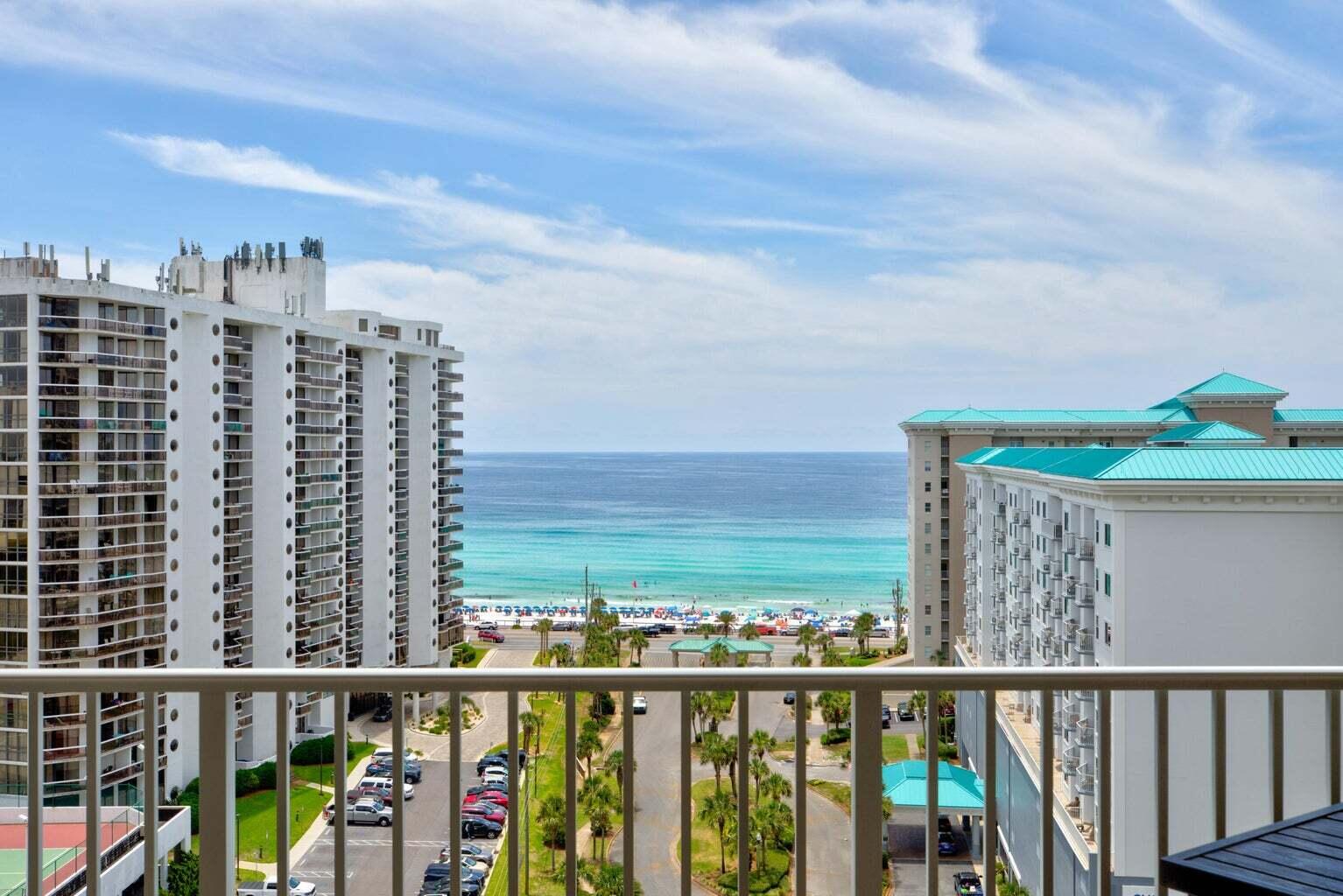 Welcome to the meticulously gated Seascape Resort where the sunsets are spectacular and the emerald waters are just steps away! This fully furnished 12th floor condo in Ariel Dunes I offers luxury, convenience, and breathtaking panoramic gulf & bay views.  Your 2 bedroom/2 bath condo evokes coastal charm and can accommodate up to 6 guests.  This updated unit is ready to welcome you, featuring fresh paint and new vinyl flooring that exudes both style and durability.  New stove, dishwasher, water heater, and washer/dryer.  Beyond the unit's captivating interior, an array of elite resort amenities await you. The crowning jewel is your 2000 ft private beach, providing you with your own personal paradise.  Embrace an active lifestyle with Seascape's impressive offerings: 12 sparkling pools (5 HOA pools), fitness center, 6 clay pickleball courts, 6 clay tennis courts, 18-hole golf course, basketball court, beach volleyball court, and fishing. The resort also boasts various restaurants, including the convenient on-site Cabana Café.  Whether you seek a primary residence or an investment property, this condo is perfect.  The area's popularity guarantees excellent rental income potential, allowing you to capitalize on this investment while enjoying the perks of coastal living.  Incredible opportunity to own a slice of paradise.  Make this beach condo your own, immersing yourself in the epitome of luxury living on the Emerald Coast!