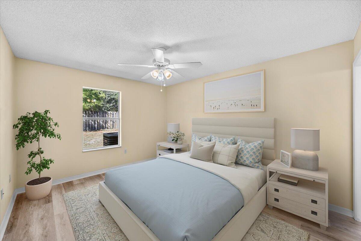 Welcome home to 104 Cabana Way in Ridgecrest Estates—a clean, move-in-ready 3/2 with a smart split floor plan that lives bigger than its 1,100 sq ft. 

NEW FLOOR JUST INSTALLED!

Step inside and you'll feel it immediately: cathedral ceilings open up the main living space, the neutral palette is bright and inviting, and the tile + laminate flooring throughout means no carpet, no fuss—just clean living. 

The primary suite is tucked privately to one side with a walk-in closet and en suite bath, while the backyard is the kind of space that sells a lifestyle—flat, fully privacy-fenced, and ready for pets, a garden, or weekend cookouts under the stars. Add in a new roof (2021), indoor laundry, and a 2-car garage, and you've got the rare combo of comfort + practicality + peace of mind.