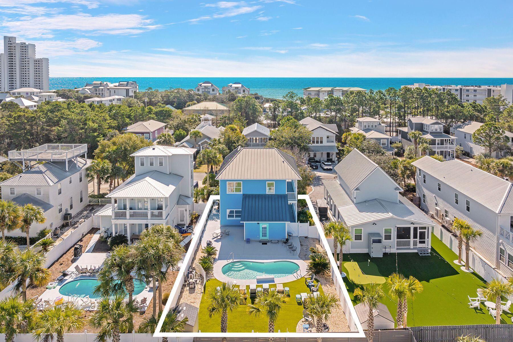 Under contract with a 72 hour kick-out clause. Set on a quiet closed-end street just north of Scenic Highway 30A, this well-positioned coastal home offers the rare balance of walkability, privacy, and space. With easy access to multiple beach paths and a forthcoming public beach access with nearby parking, the location places sand, dining, and shopping within a comfortable stroll while remaining comfortably removed from the area's busiest corridors. The home sits on a larger-than-average lot for the area and features five bedrooms plus a bonus loft on a partial third level, creating flexible options for sleeping arrangements, work-from-home needs, or casual gathering space. The fifth bedroom currently functions as a den, while the loft above the primary suite provides an additional  retreat ideal for guests or a tucked-away bunk area. Inside, the layout allows everyone to spread out with ease, making it equally appealing as a full-time residence, second home, or vacation rental. Outdoor living is a standout feature. The fenced backyard has been thoughtfully upgraded with maintenance-free turf and centers around a private in-ground pool with a heater for year-round enjoyment. A built-in fire pit and generous patio space create an inviting setting for lounging, grilling, and lingering evenings outdoors, while a dedicated storage shed adds practical convenience for beach gear and owner storage.

Recent improvements add peace of mind and value, including new range and refrigerator in 2020, full interior and exterior paint in 2021, a new washing machine in 2023, and a new water heater and HVAC system in 2024. When quiet moments call, retreat to the privacy of your own backyard oasis. When the mood turns social, the community pool offers an easy change of pace. With strong rental potential, generous indoor and outdoor space, and an ideal location close to Seaside yet comfortably away from the crowds, this property presents a compelling opportunity to enjoy coastal living on your own terms.